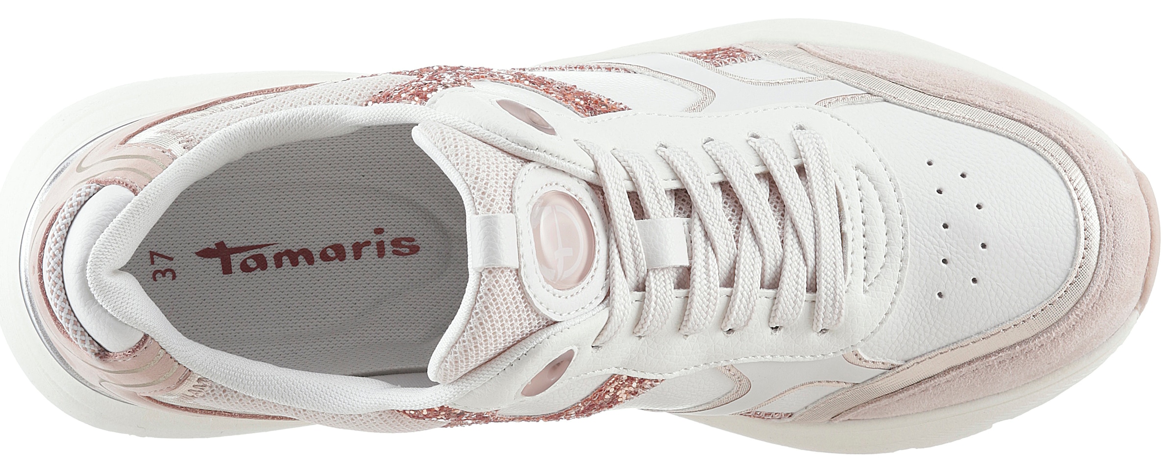 Tamaris Keilsneaker, Plateau, Freizeitschuh, Schnürschuh mit kontrastfarbenen Details