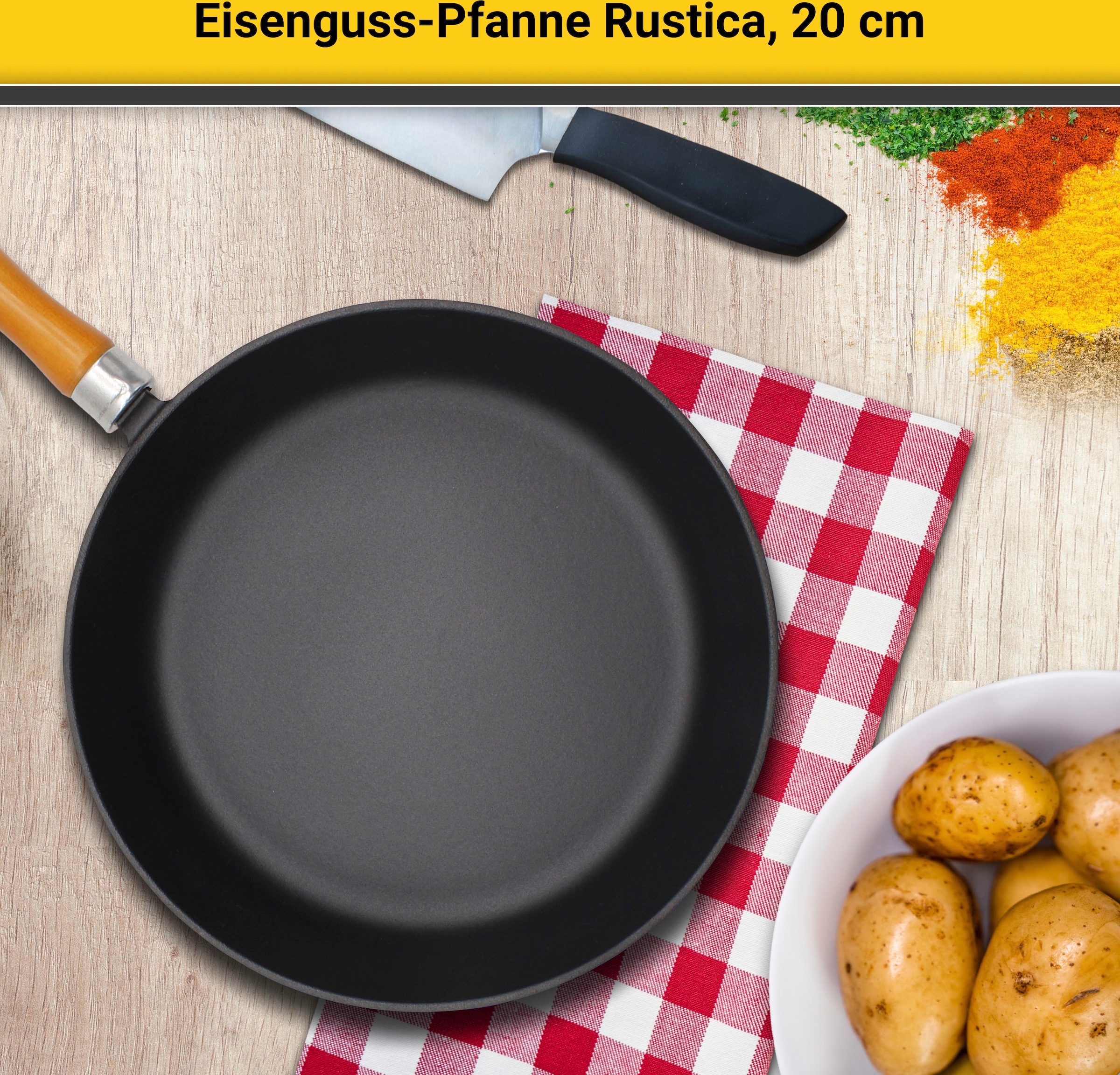 Krüger Bratpfanne »Einsenguss Pfanne RUSTICA«, Gusseisen, (1 tlg.), für Induktions-Kochfelder geeignet