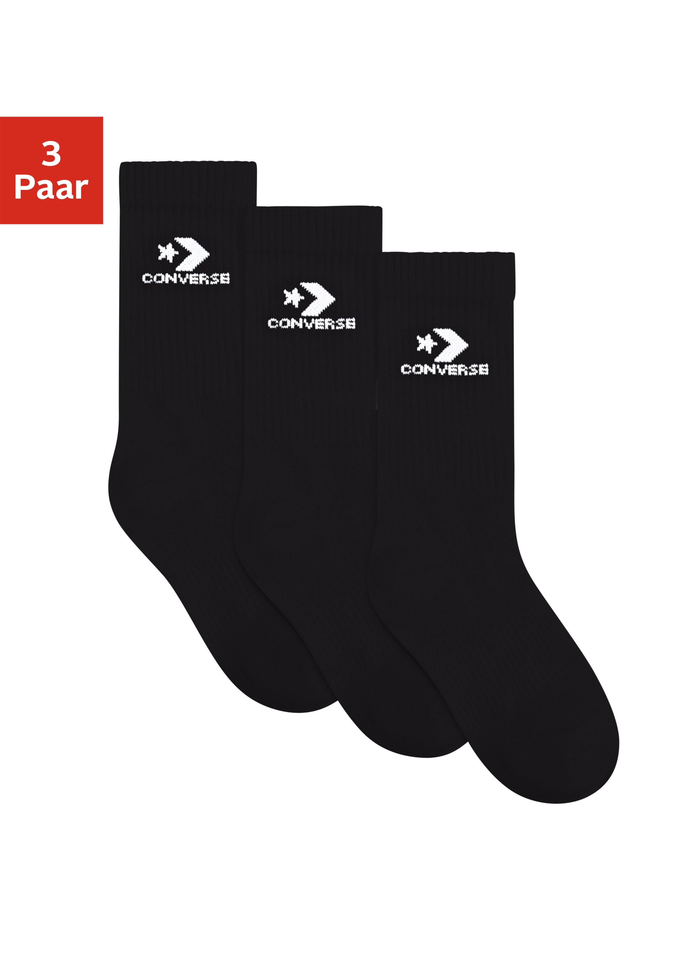 Converse Socken »CHU 3PK LIGHTWEIGHT COTTON CRE« 3 Paar tlg. im 3er-Pack, weiches Strickmaterial, atmungsaktive Zehenpartie