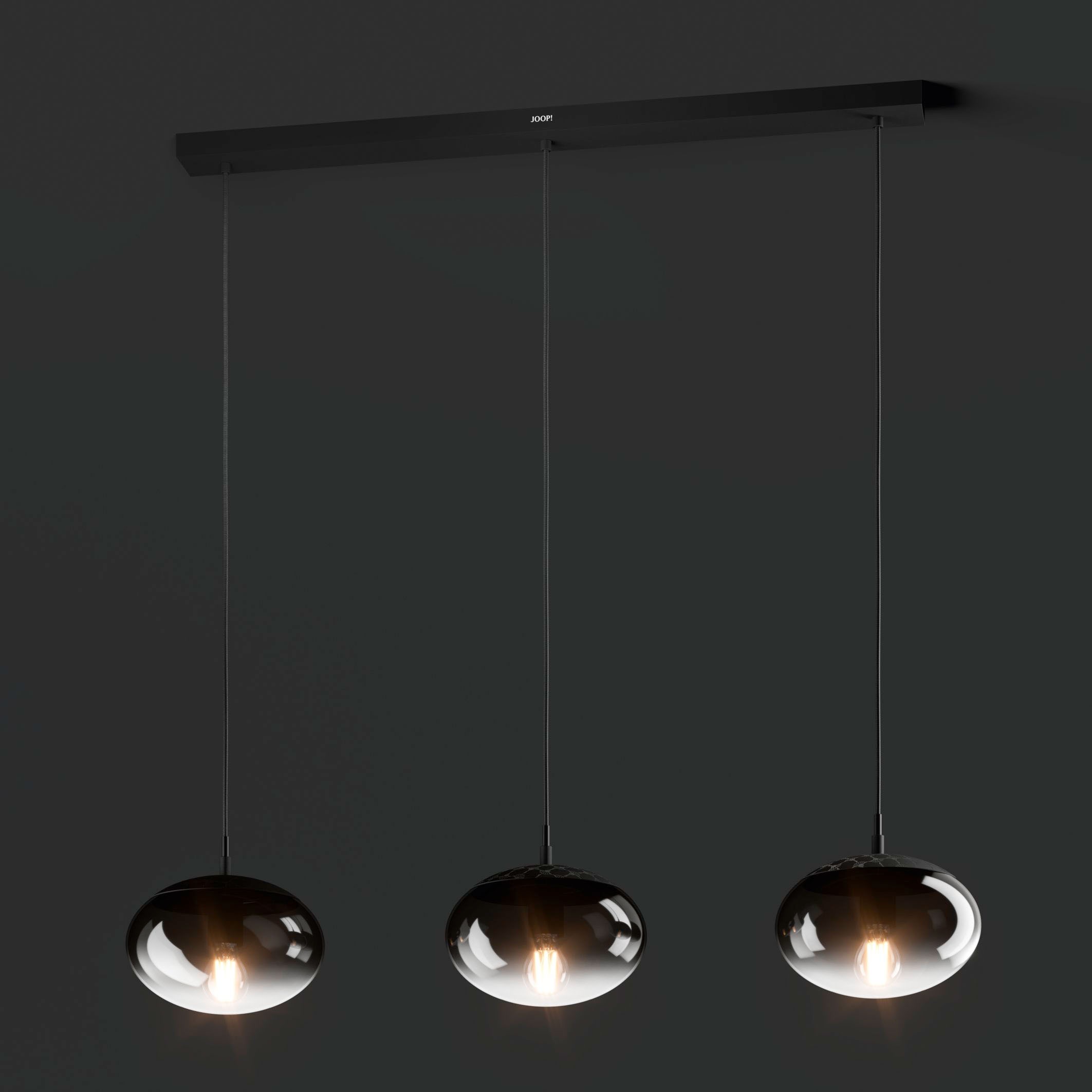 JOOP! Hängeleuchte »CURVES LIGHTS«, Leuchtmittel E27 | ohne Leuchtmittel, mit Extra-White-Glaskugeln mit feinem Farbverlauf zu Rauchglas-Optik