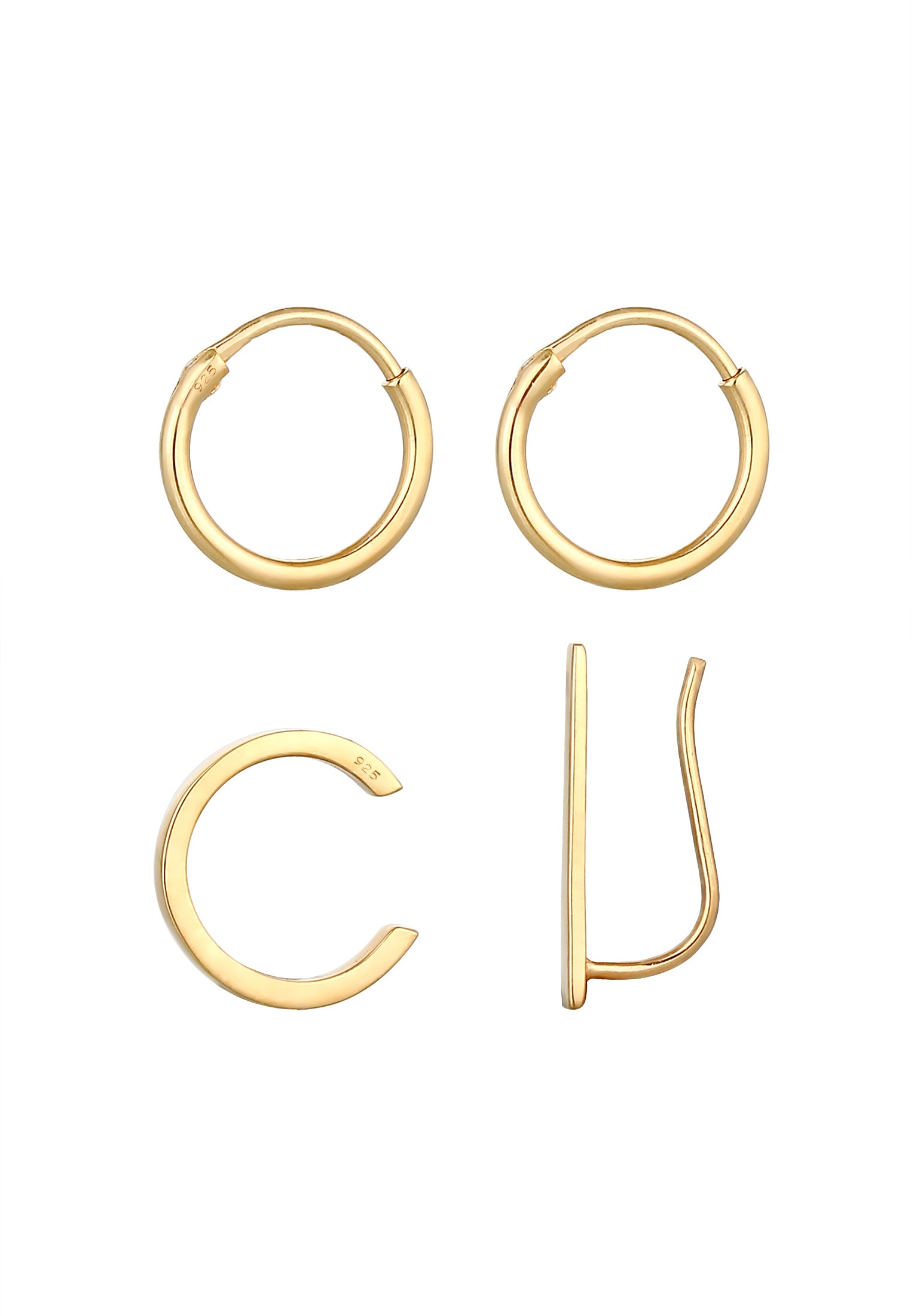 Elli Ohrstecker-Set »Ohrringe Creolen Ear Climber Earcuff 3er Set 925 Silber«
