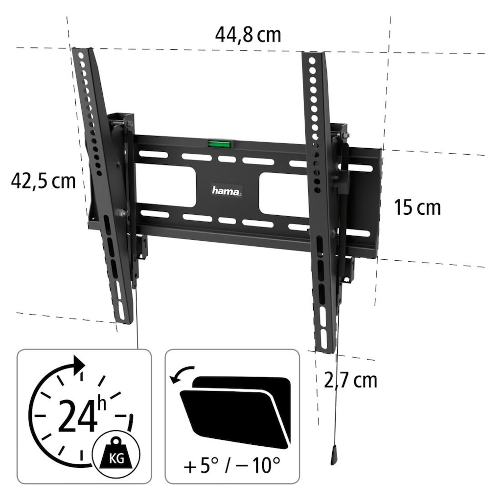 Hama TV-Wandhalterung »TV-Wandhalterung TILT "Professional", 165 cm (65"), 400x400 Wandhalterung Schwarz«