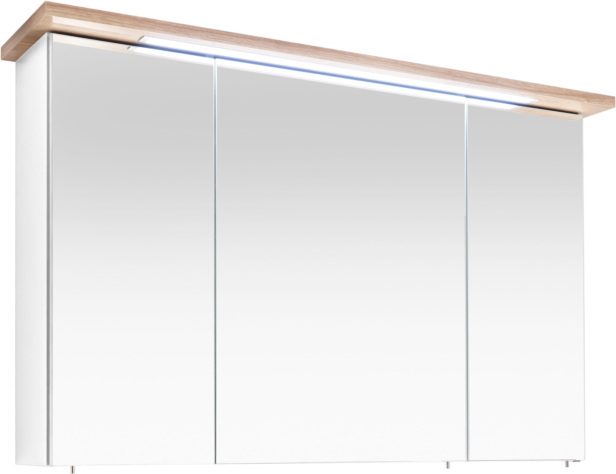 Saphir Badmöbel-Set »Quickset Mineralmarmor-Waschtisch mit LED-Spiegelschrank«, (6 St.), Unterschrank, Hängeschrank, Hochschrank, 9 Türen, 3 Schubladen