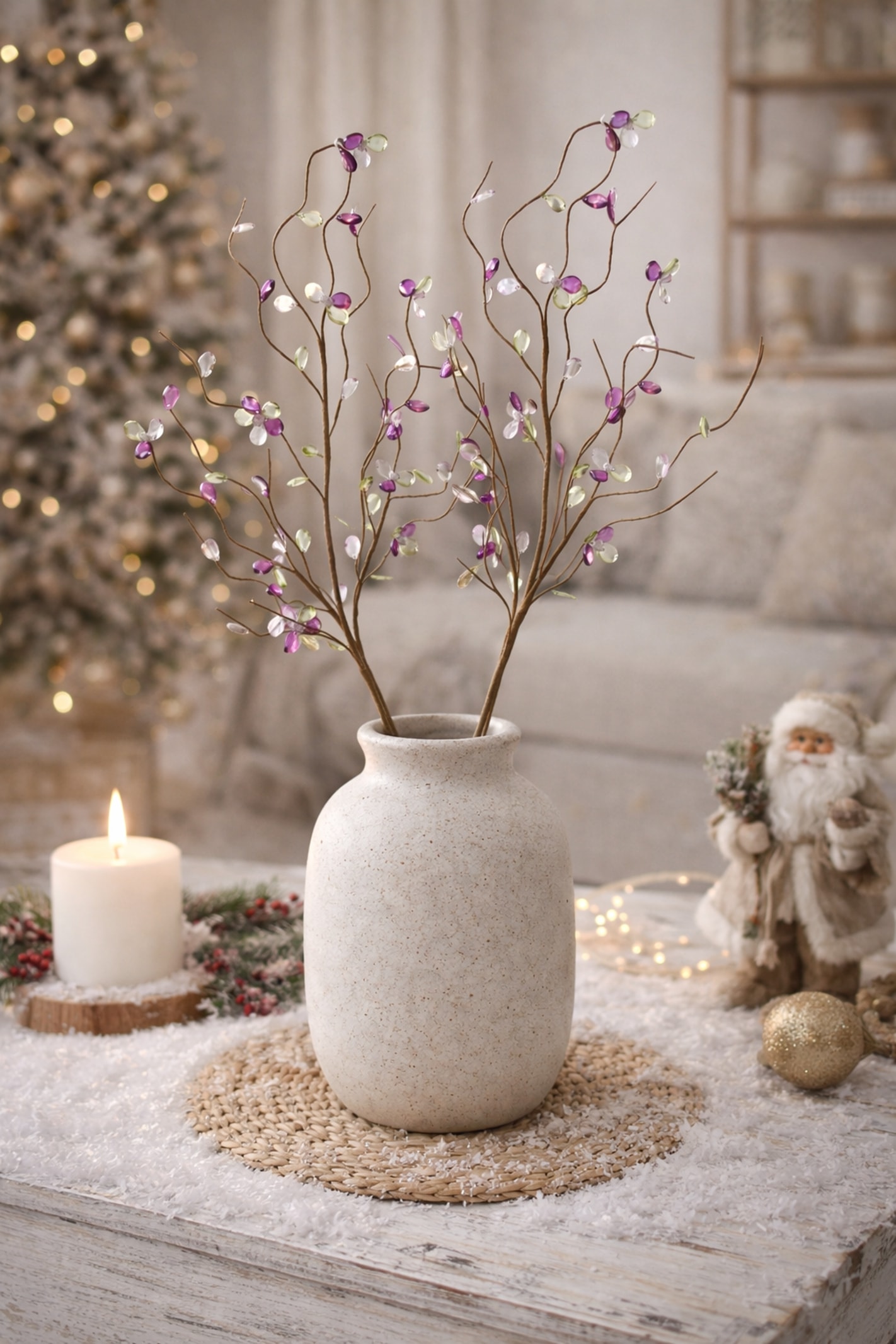 I.GE.A. Kunstzweig »Deko-Zweig mit Blüten« 2er Set Ast Blume Einzelblume Floristik Hochzeit Kränze Kunstblume