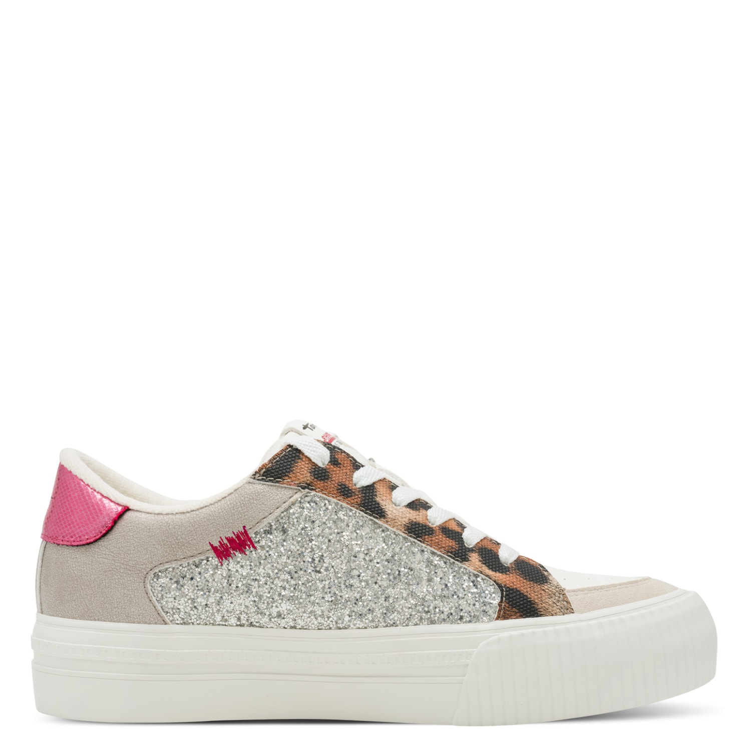 Tamaris Plateausneaker  , Freizeitschuh, Halbschuh, Schnürer mit Kontrastbesätzen und Glitzer