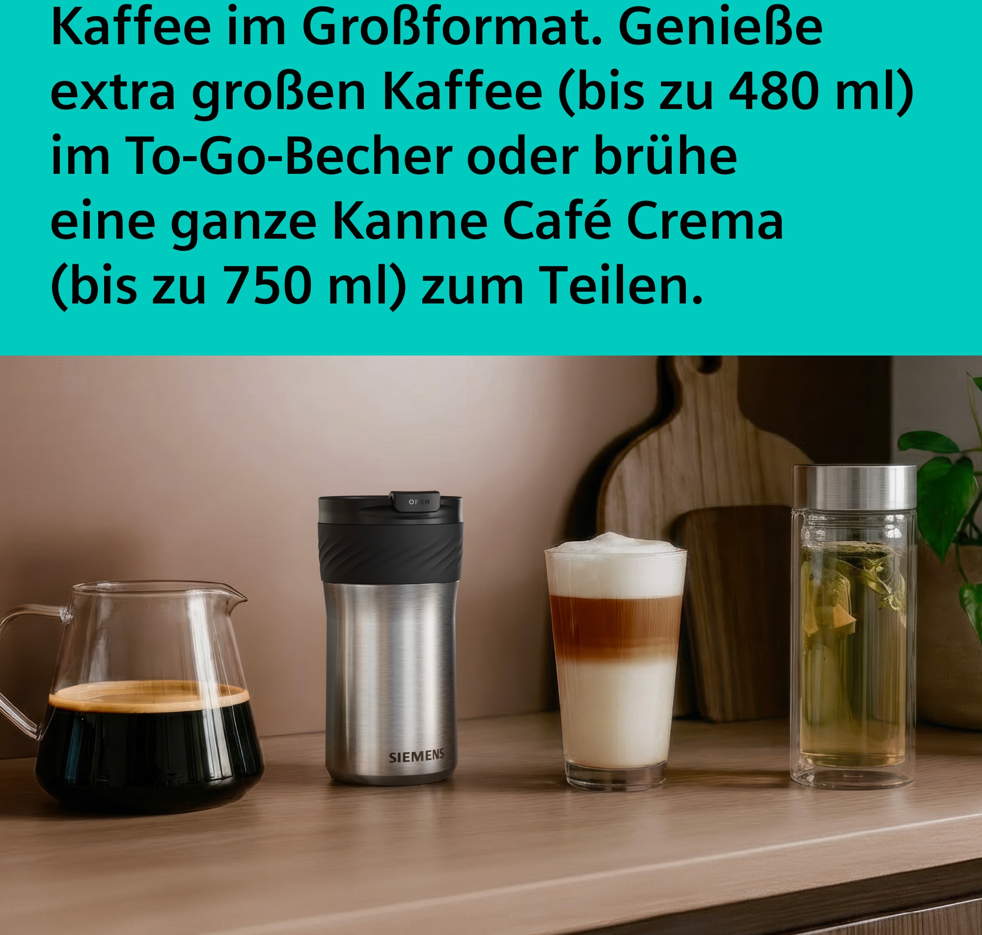 SIEMENS Kaffeevollautomat »TQ727D03« farbiges Full-Touch-Display, Doppeltassenfunktion, sehr leise, schwarz