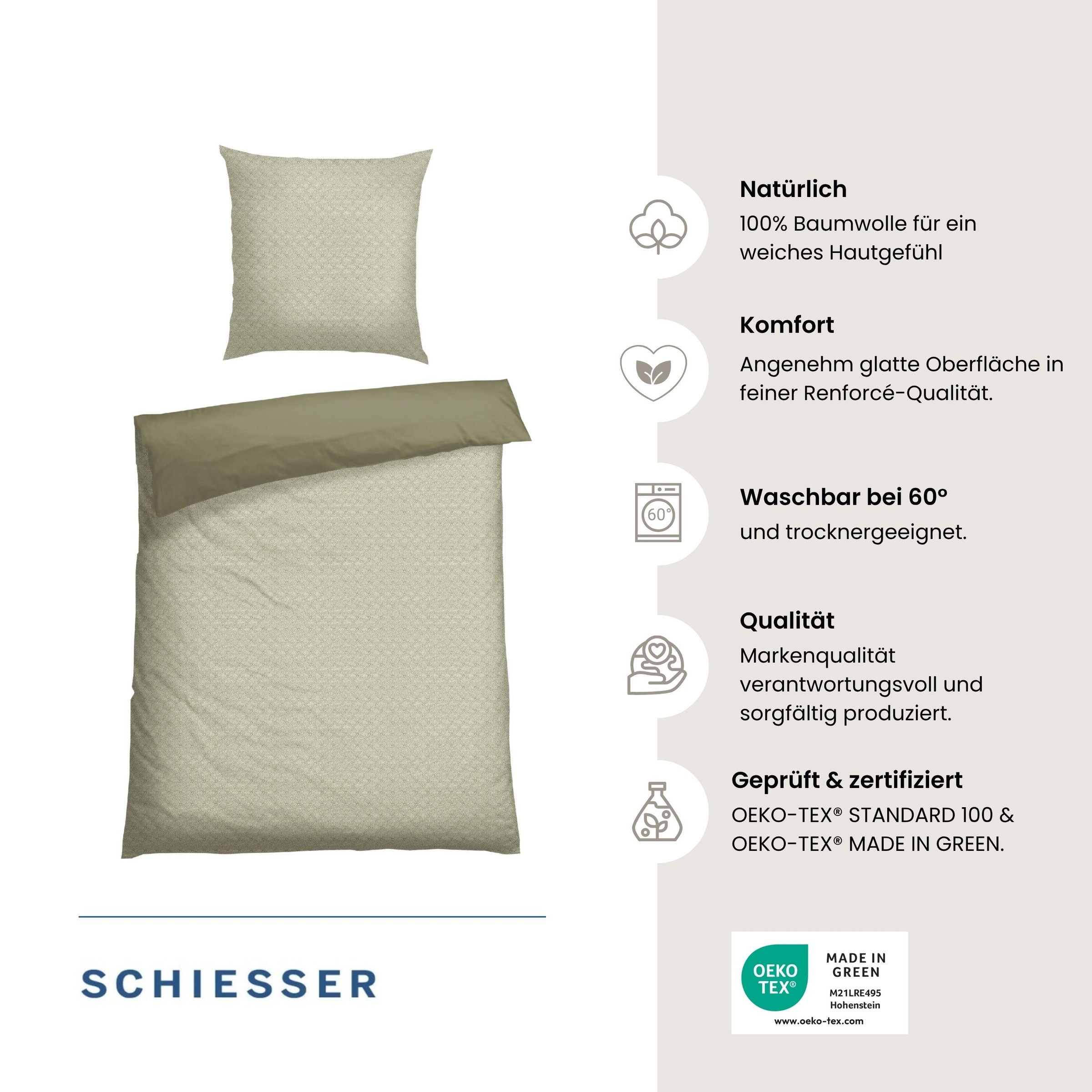 Schiesser Wendebettwäsche »Ethno aus weicher Baumwolle mit dezentem Ethnomuster« 2 Stk. OEKO-TEX® MADE IN GREEN