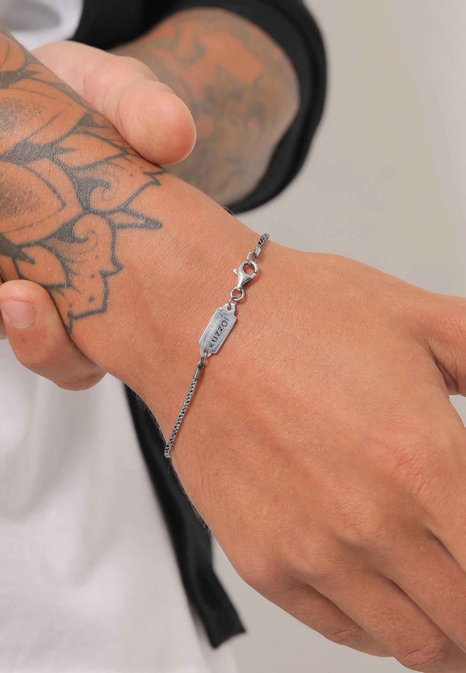 Kuzzoi Armkette »Armband Herren Basic Kordelkette Gedreht 925 Silber«