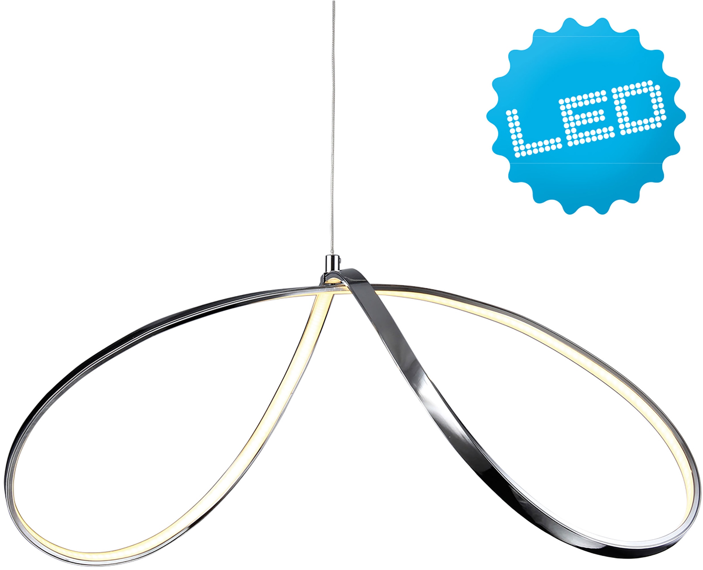 Näve LED Pendelleuchte »"Loop Line"« 1 Stk. Warmweiß modernes Design; angenehmes Licht in silberfarben, Größe Ø 32 cm Höhe: 120 cm