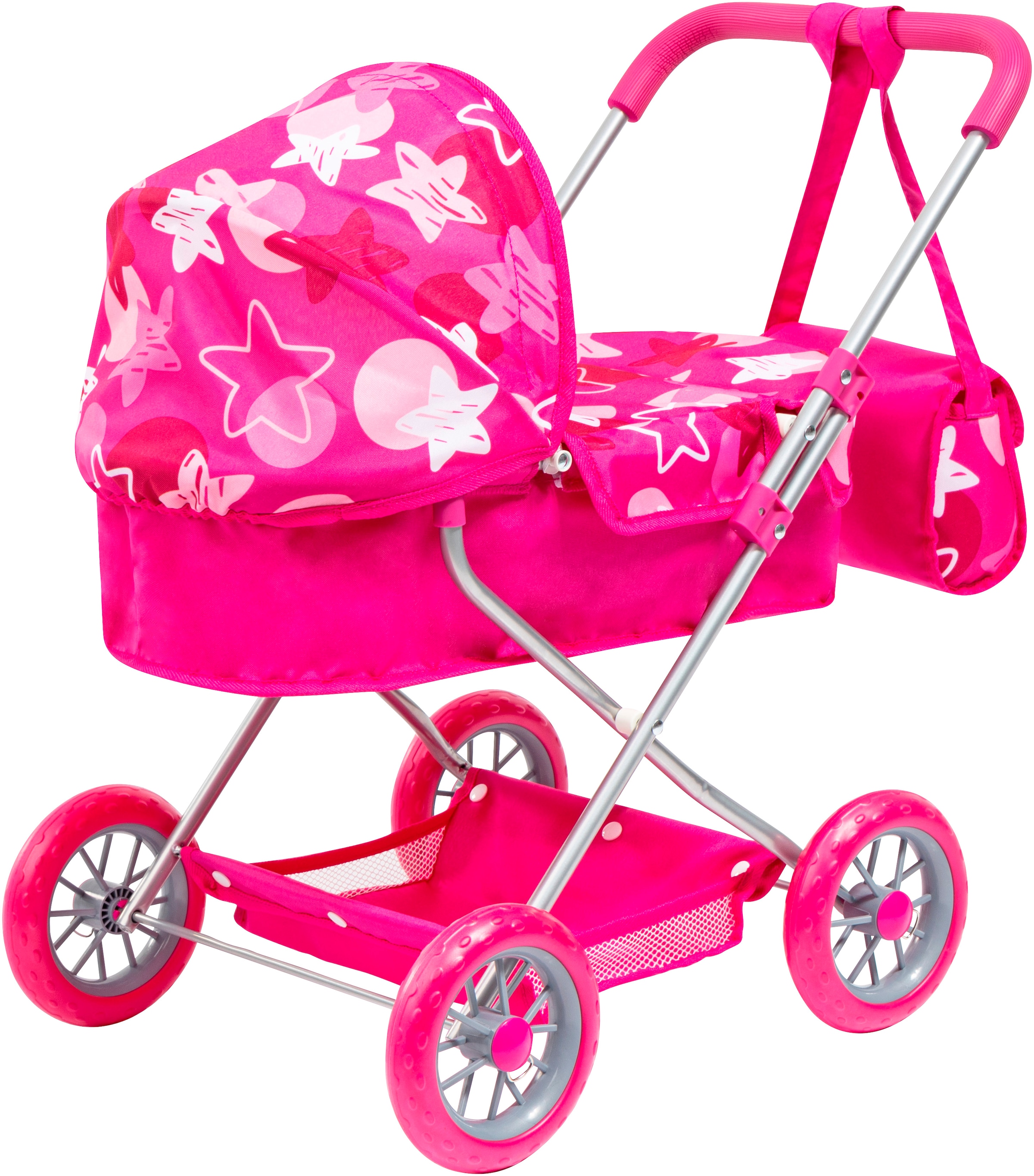 Bayer Puppenwagen »Smarty pink« mit Umhängetasche, Teller, Gabel, Löffel und Schnuller