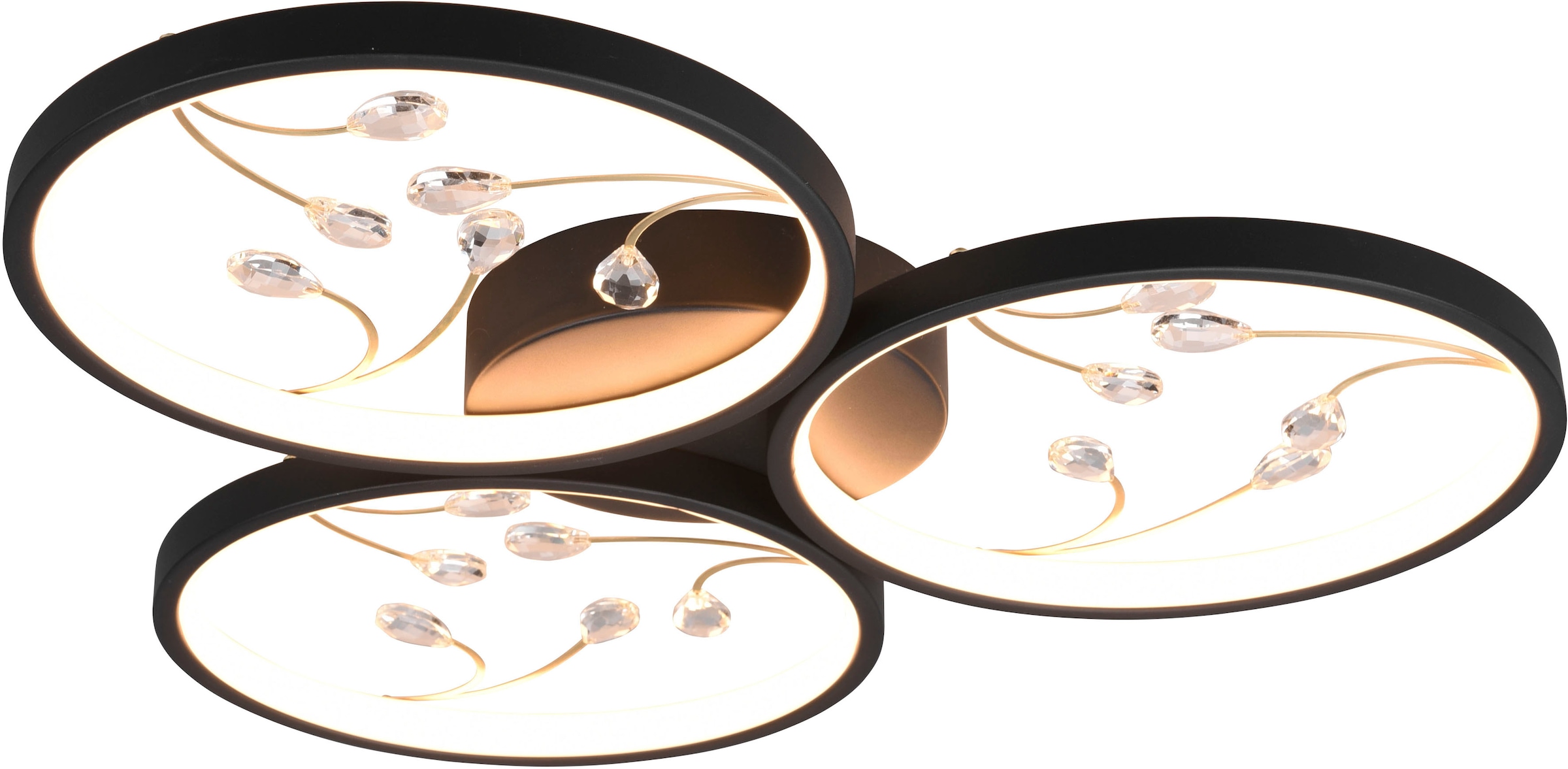 TRIO Leuchten LED Deckenleuchte »Groovy«, 1 flammig, Leuchtmittel LED-Board | LED fest integriert, Deckenlampe 3000K mit Glas-Deko, 3 Dimmstufen, LED 30W 3600 Lumen