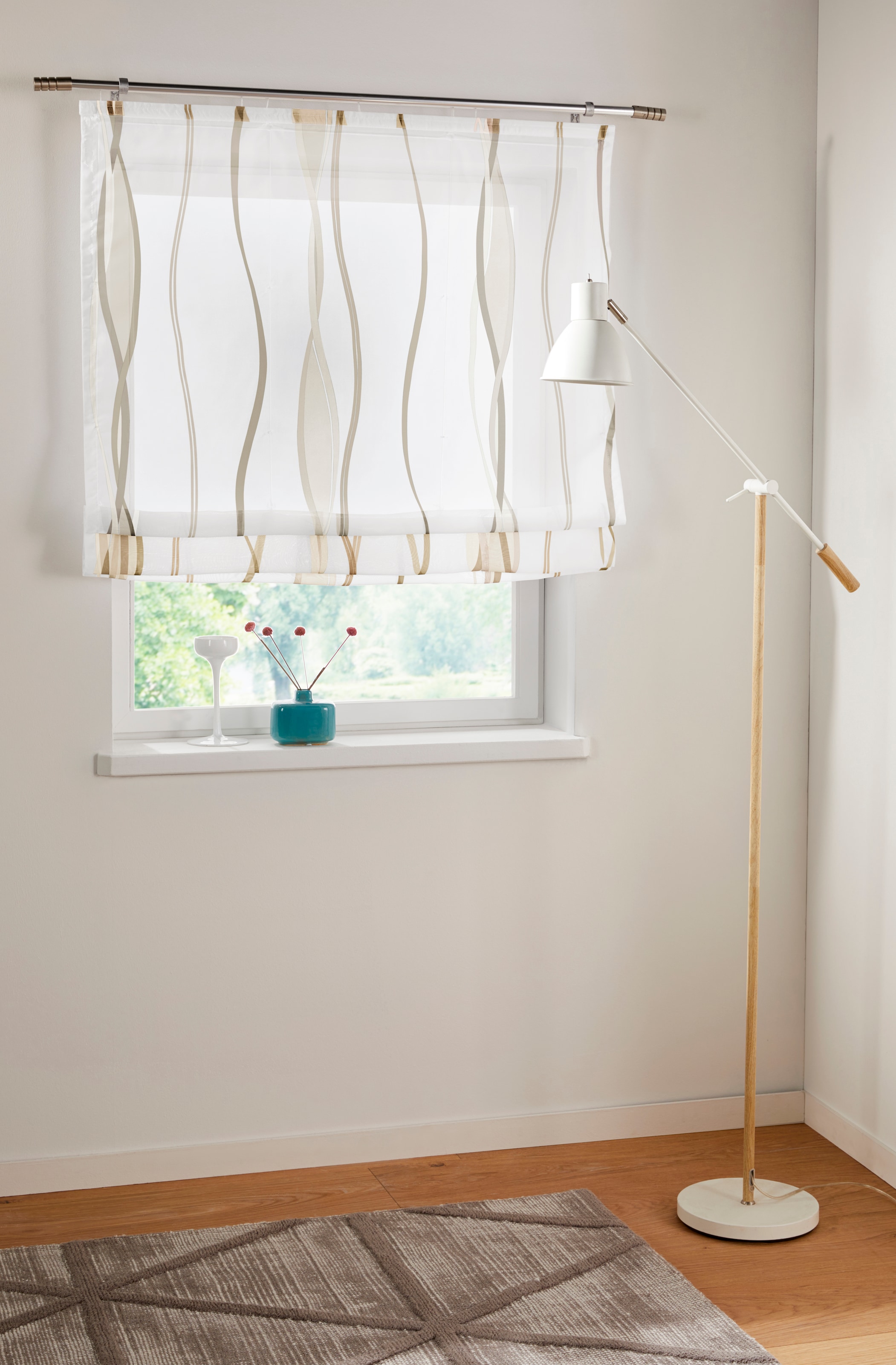 My Home Raffrollo »Dimona« mit Klettschiene Transparent, Voile, Polyester, Wellen in beige