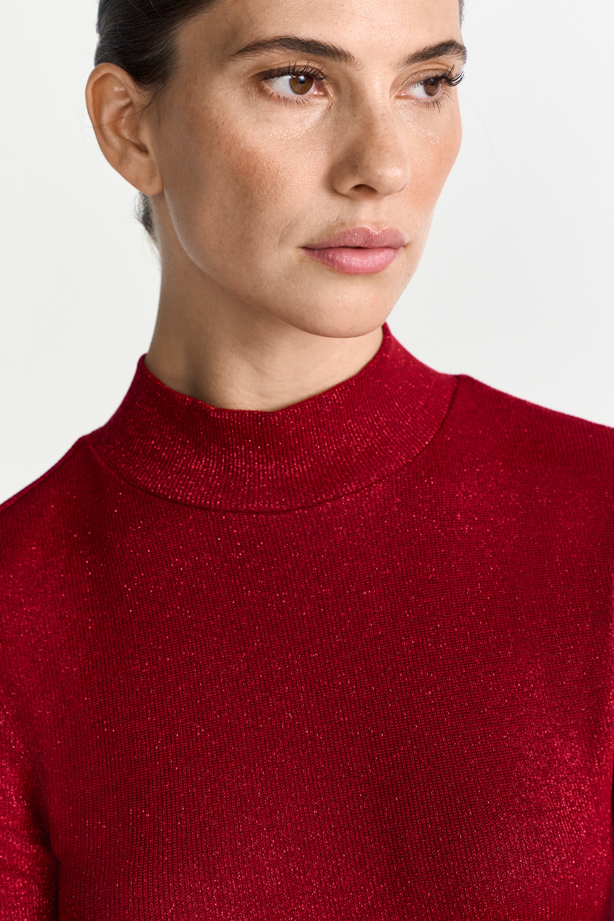 RICHROYAL Longsleeve mit feinen Glitzerfäden, Stehkragen, figurbetonter Schnitt