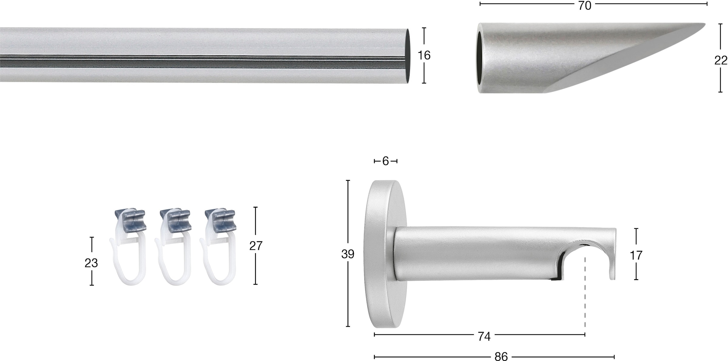 GARESA Gardinenstange »SEFRA« Ø 16 mm 1 läufig-läufig Wunschmaßlänge Vorhanggarnitur,Innenlaufgarnitur, verlängerbar, Endknopf Keil