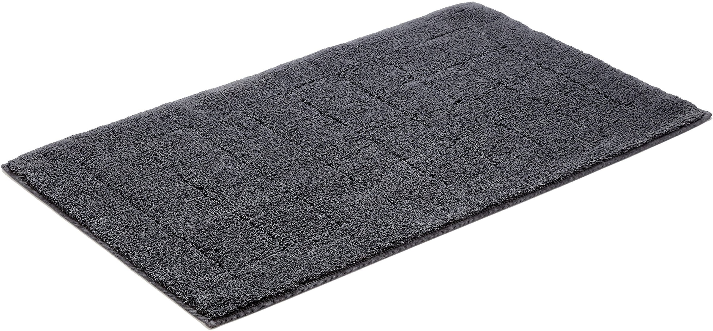 Vossen Badematte »Exclusive«, rutschhemmend beschichtet, fußbodenheizungsgeeignet, Badteppich, Uni-Farben, Karo Muster, Hoch-Tief Effekt, reine Baumwolle