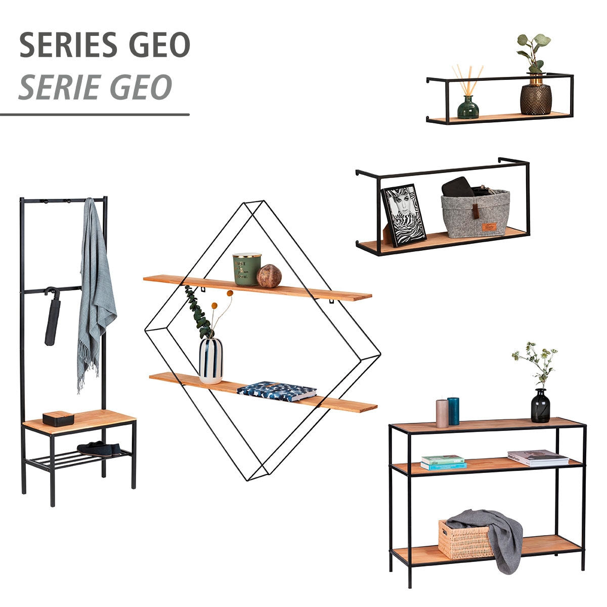 WENKO Wandregal »Geo«, Rautenform, 2 Ablagen