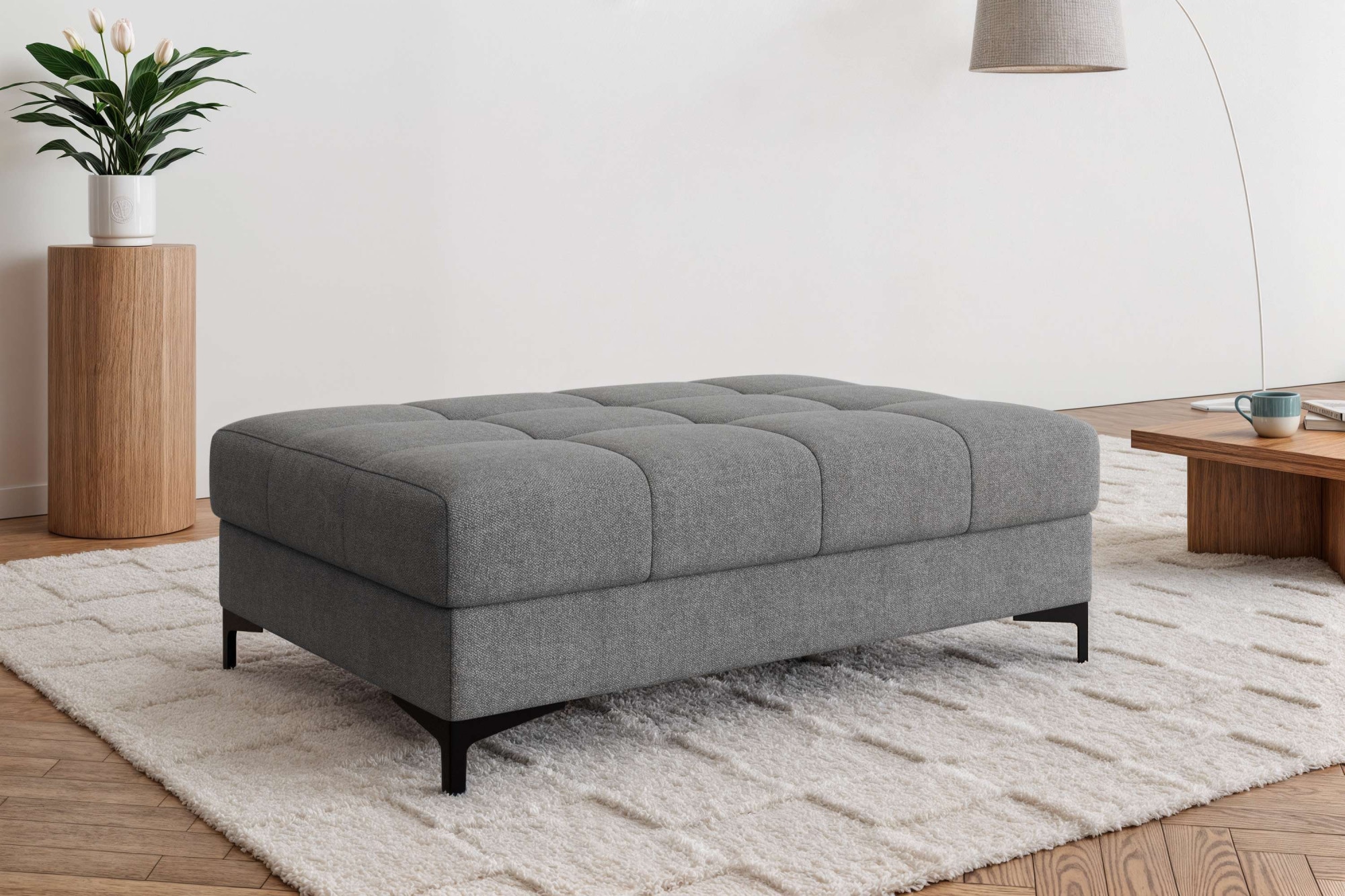 OTTO home Polsterhocker »LEEVKE Sitzhocker passend zum Sofa, Breite 115 cm« mit hochelastischer Schaum und Wellenunterfederung