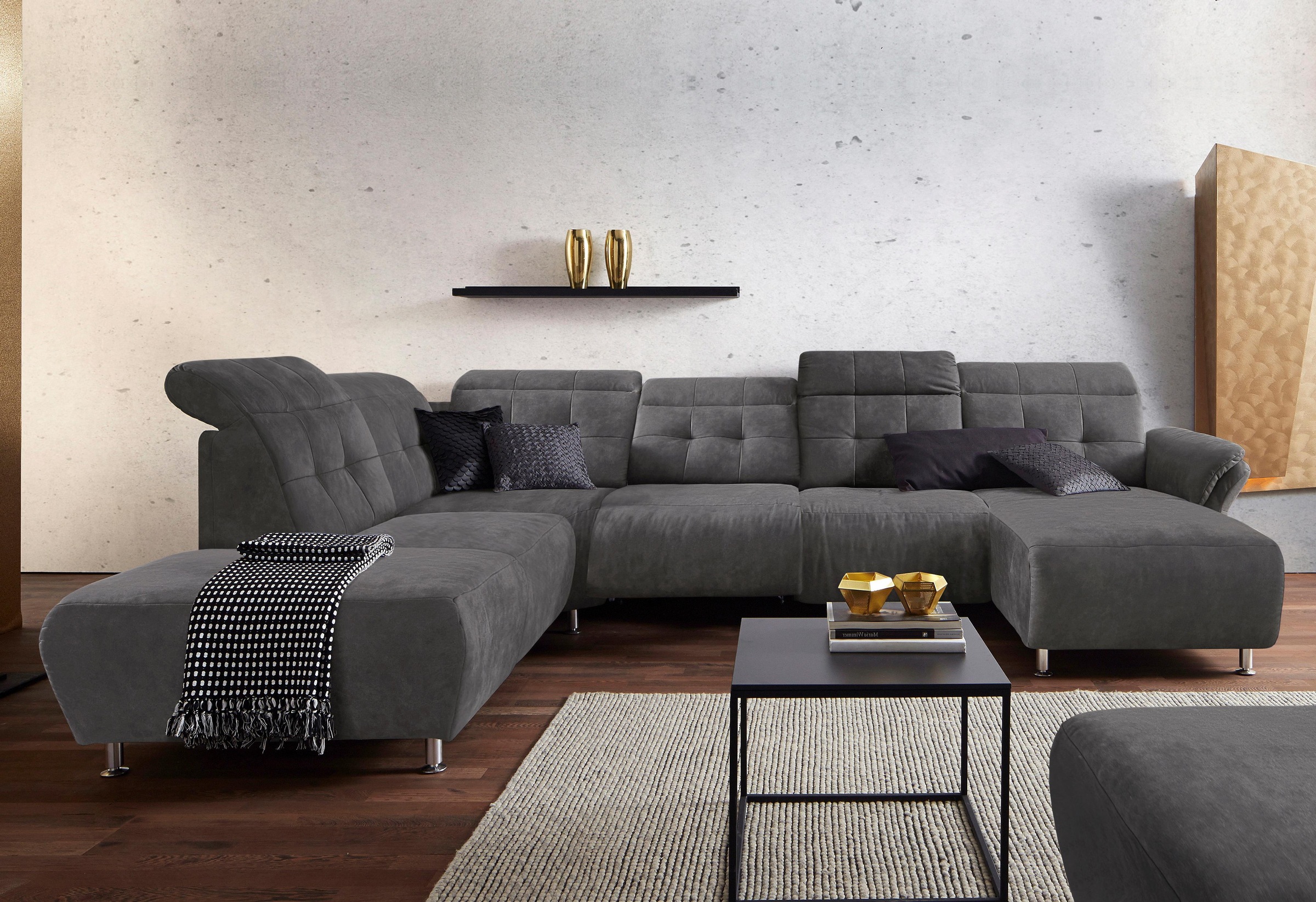 Places of Style Wohnlandschaft »Manhattan U-Form«, 2 Sitze mit elektrischer Relaxfunktion, verstellbare Armlehnen