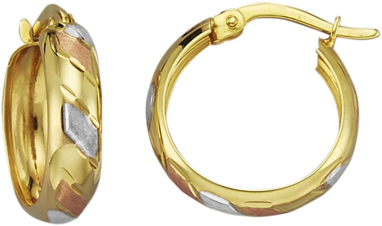 Paar Creolen »Schmuck Geschenk Gold 375 Ohrschmuck Ohrringe Tricolor«