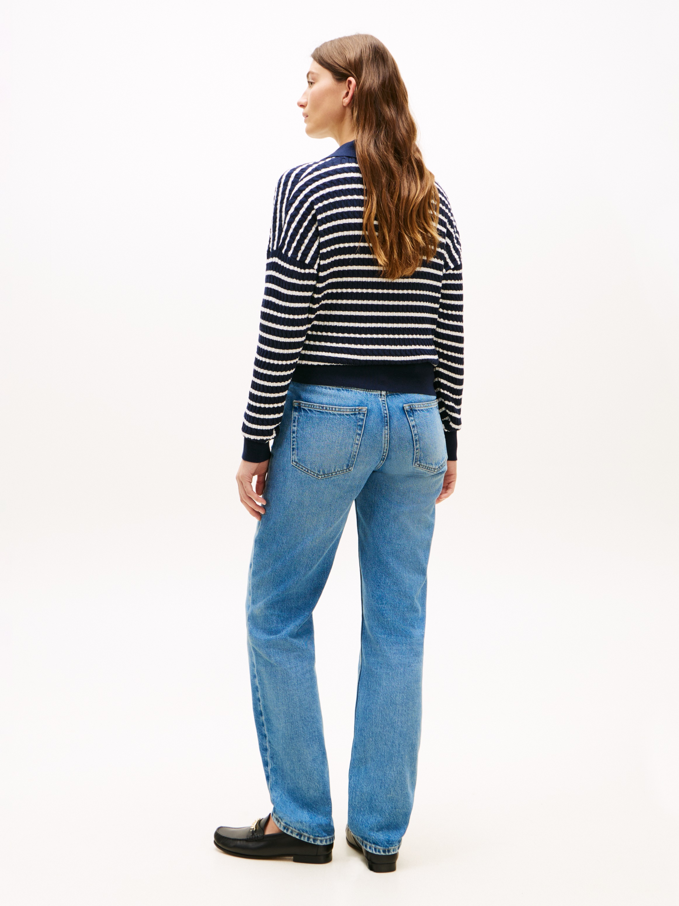 Tommy Hilfiger Strickpullover »CO CABLE FINE GG RLXD POLO SWT« mit Zopfmuster