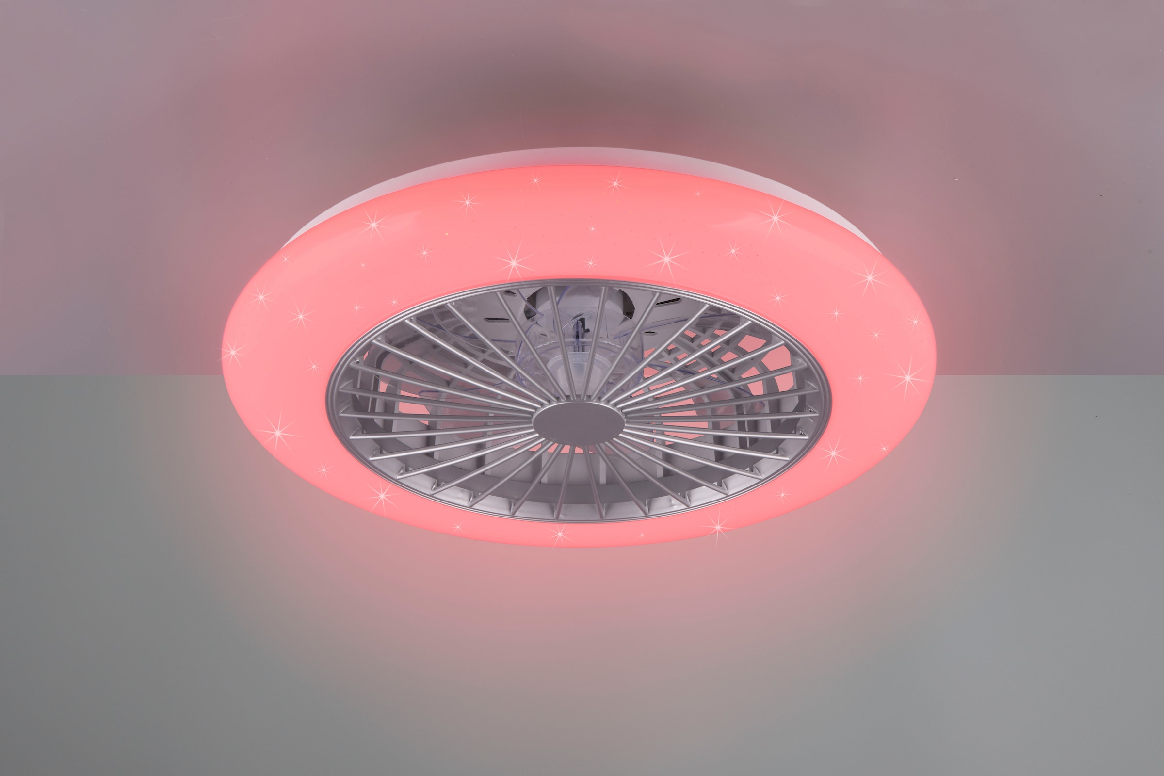 REALITY Leuchten LED Deckenleuchte »Stralsund Deckenventilator«, 1 flammig, Leuchtmittel LED-Board | LED fest integriert, Deckenlampe, Ventilator 3 Stufen, Fernbed. Lichtfarbe einstellbar RGBW