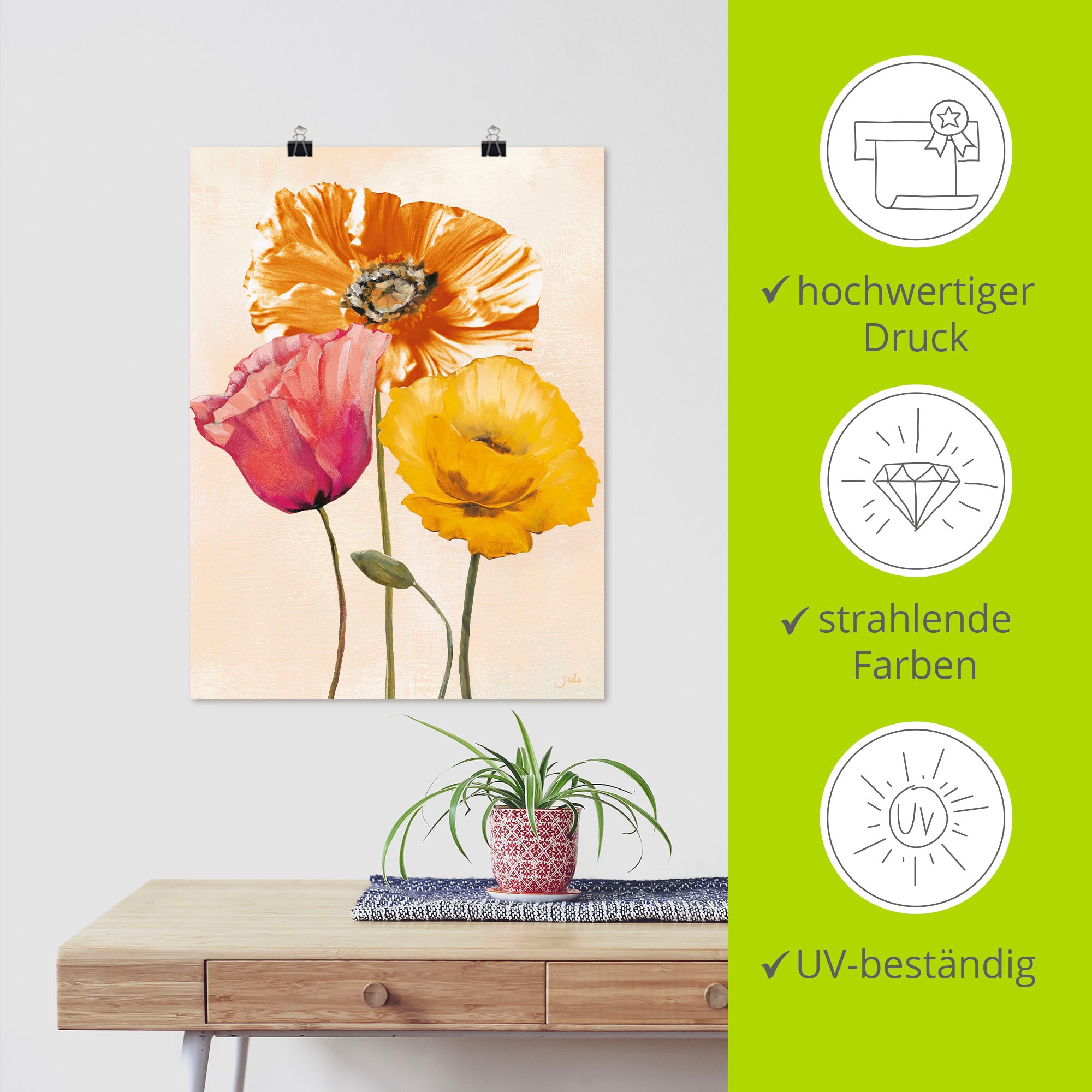 Artland Wandbild »Bunte Mohnblumen II« Blumenbilder 1 Stk. tlg. als Leinwandbild, Poster in verschied. Größen