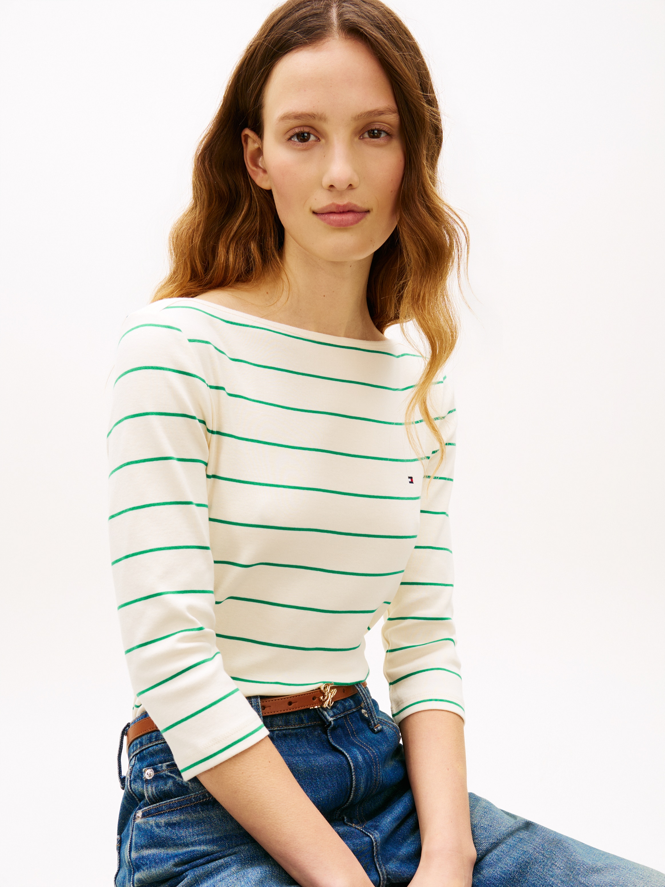 Tommy Hilfiger 3/4-Arm-Shirt »NEW CODY SLIM BOAT-NECK« mit Logostickerei