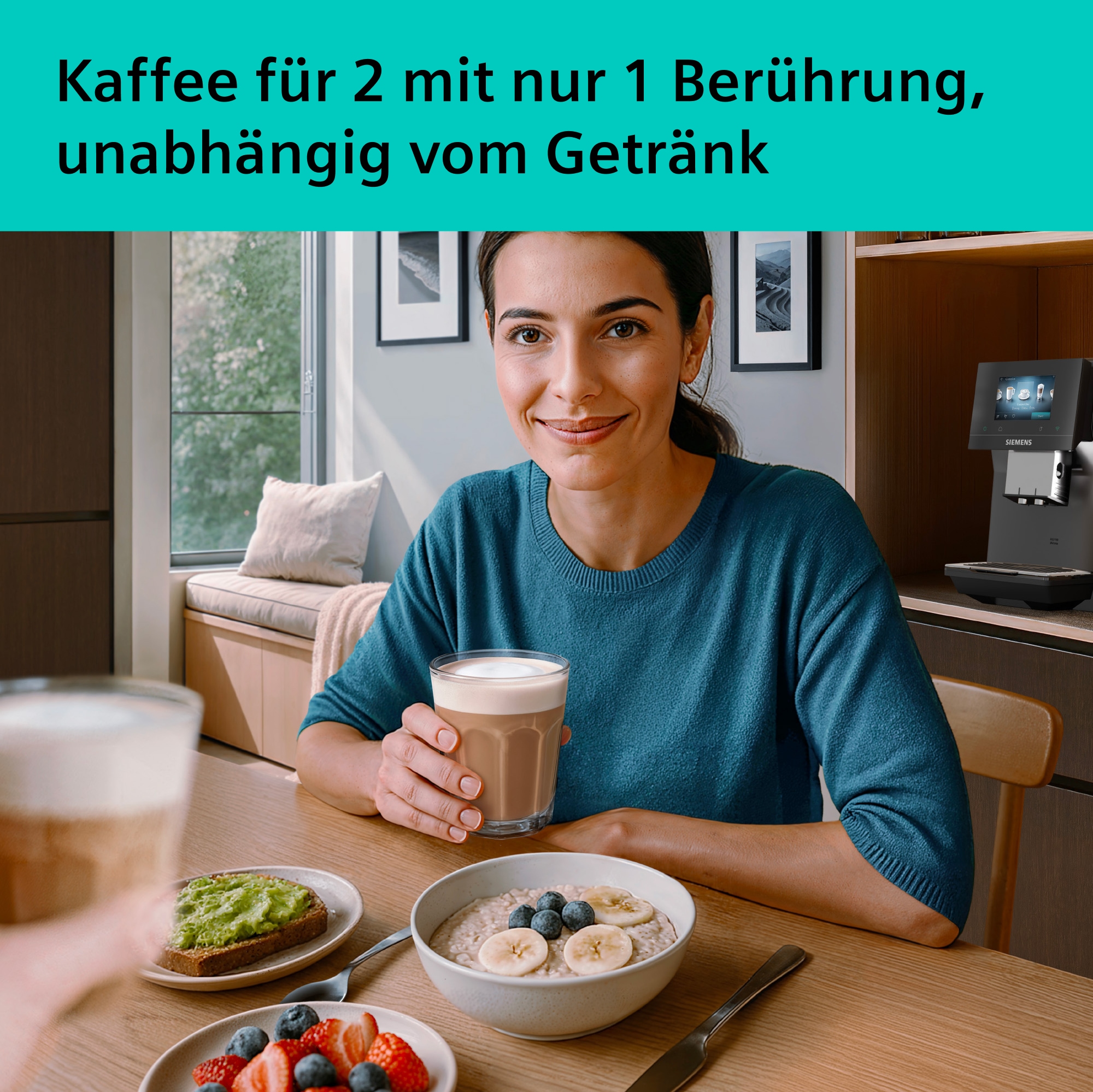 SIEMENS Kaffeevollautomat »EQ700 TP725E01, 41 verschiedene Getränke, XL-Getränke, 20 Favoriten« farbiges Full-Touch-Display, Doppeltassenfunktion, sehr leise, grau