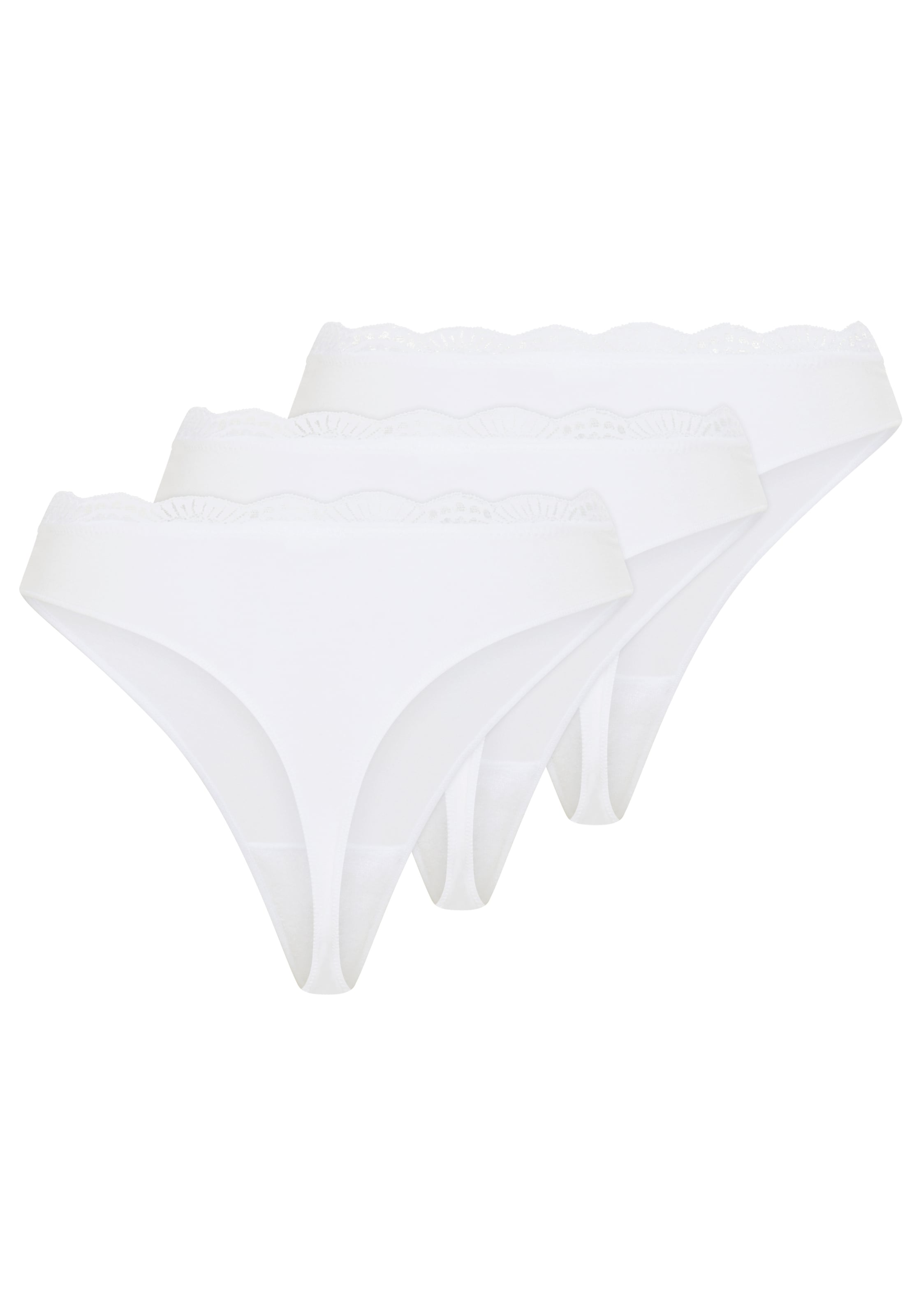 YSABEL MORA Tanga »BASIC COLLECTION COTTON WITH LACE« 3er Pack,  nicht nur bequem, sondern auch romantische Spitzendetails