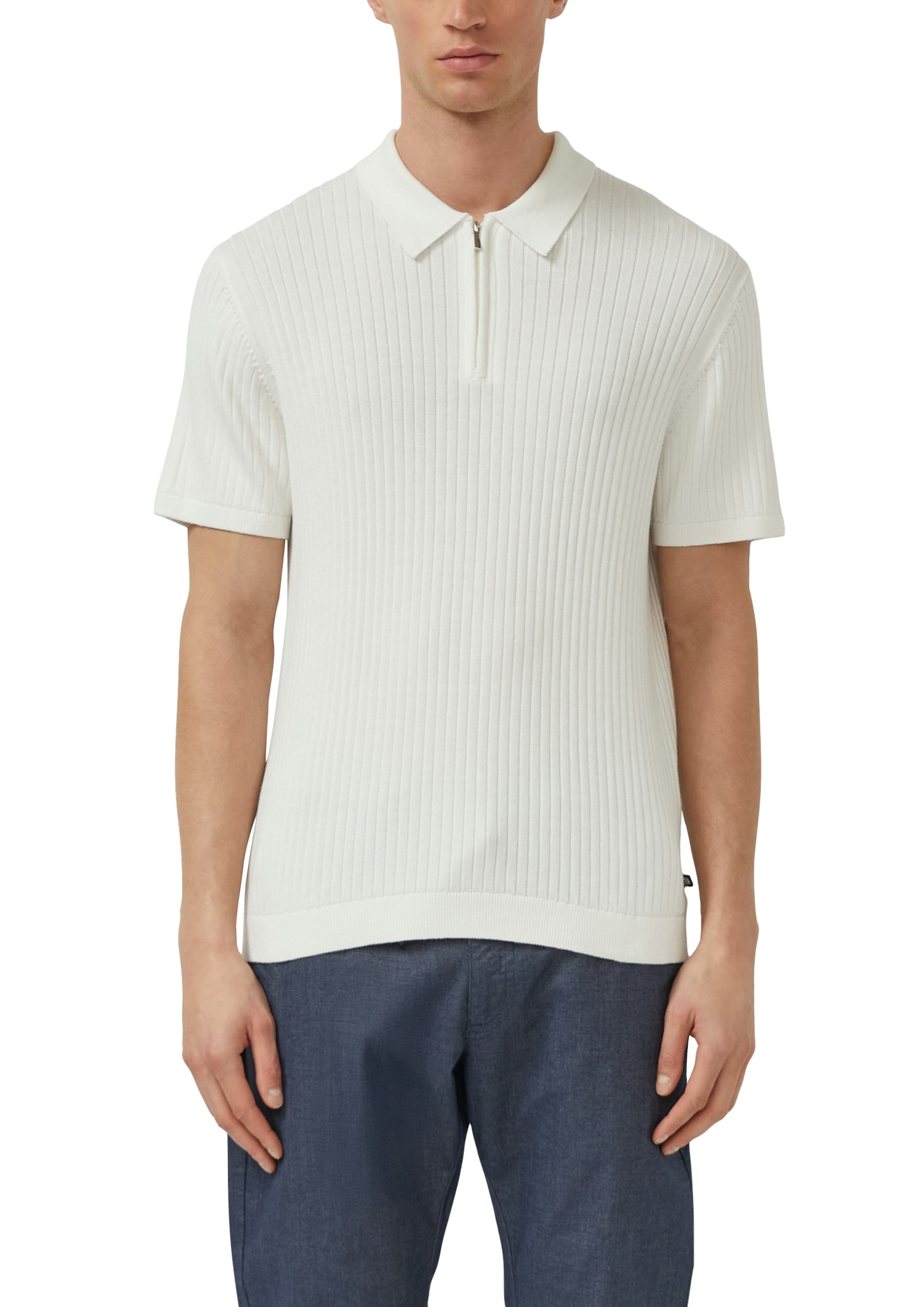 s.Oliver Poloshirt mit Strick-Muster und kurzes Reißverschluss