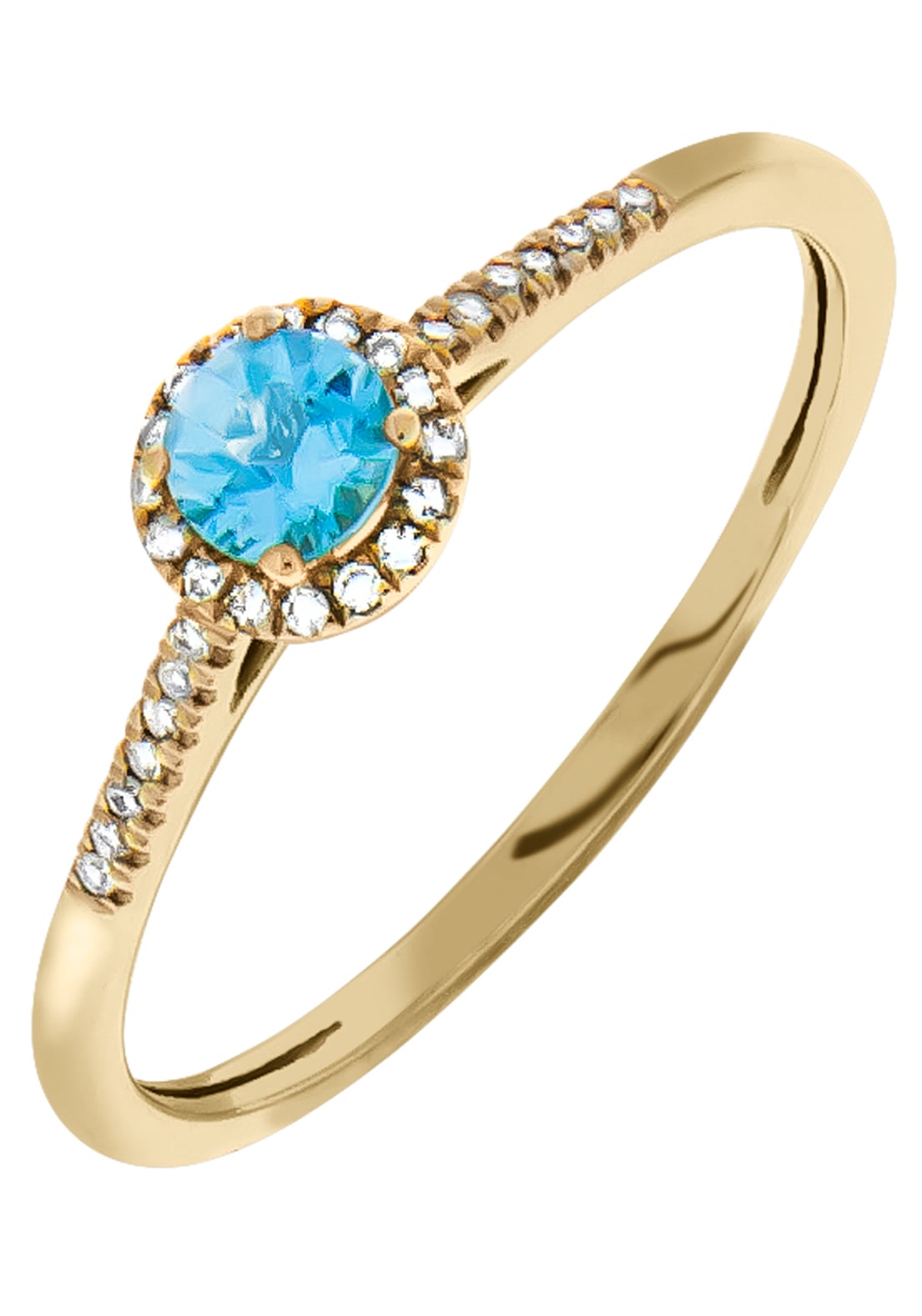 Firetti Diamantring »Schmuck Geschenk Gold 375 Damenring Goldring Farbstein Edelstein Topas«, mit Blautopas (behandelt) - mit Diamanten