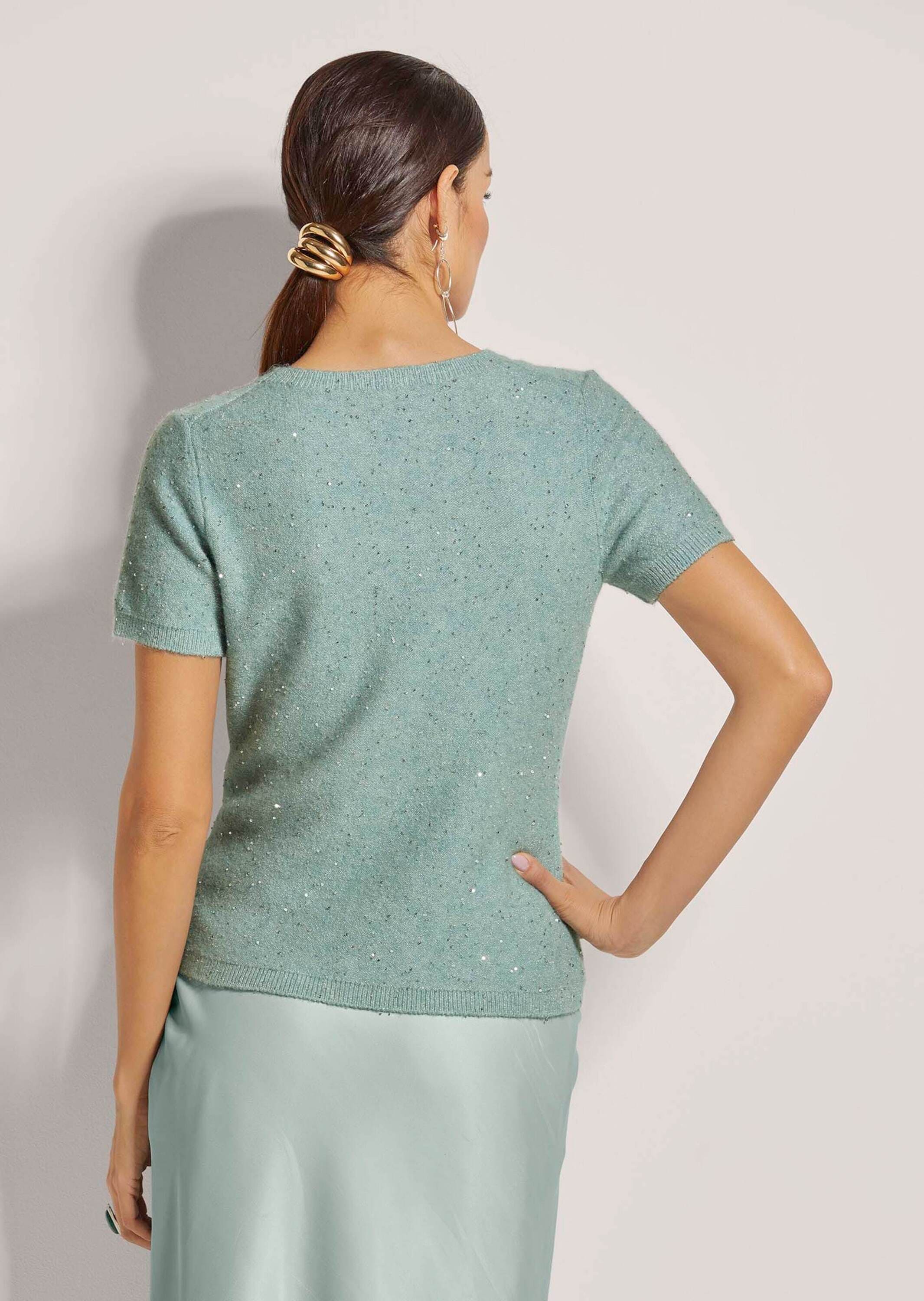MADELEINE Longpullover »Pullover Kurzarm-Pullover mit Pailletten-Glanz«