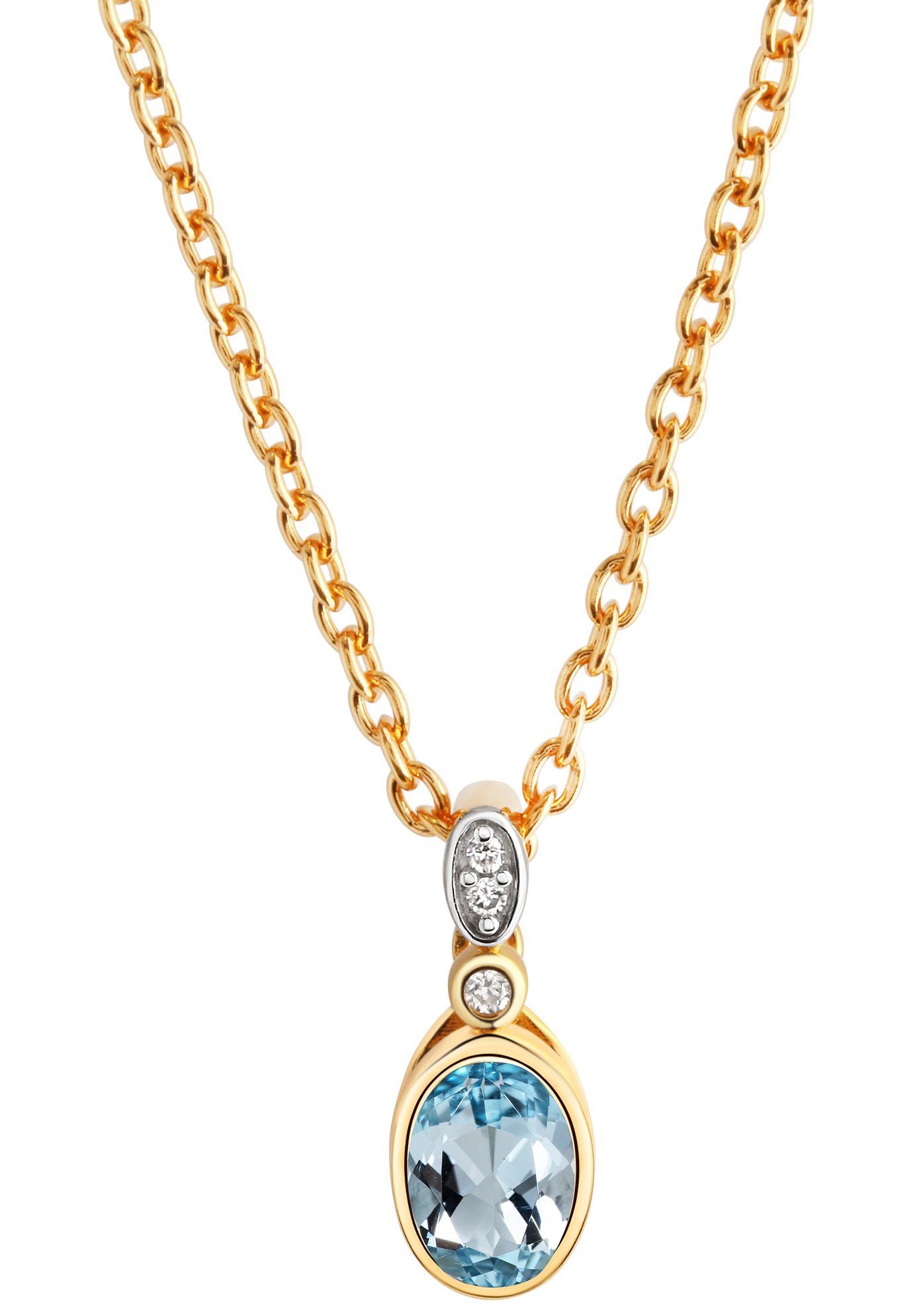 Firetti Kette mit Anhänger, mit Blautopas (behandelt), Zirkonia (synth.)