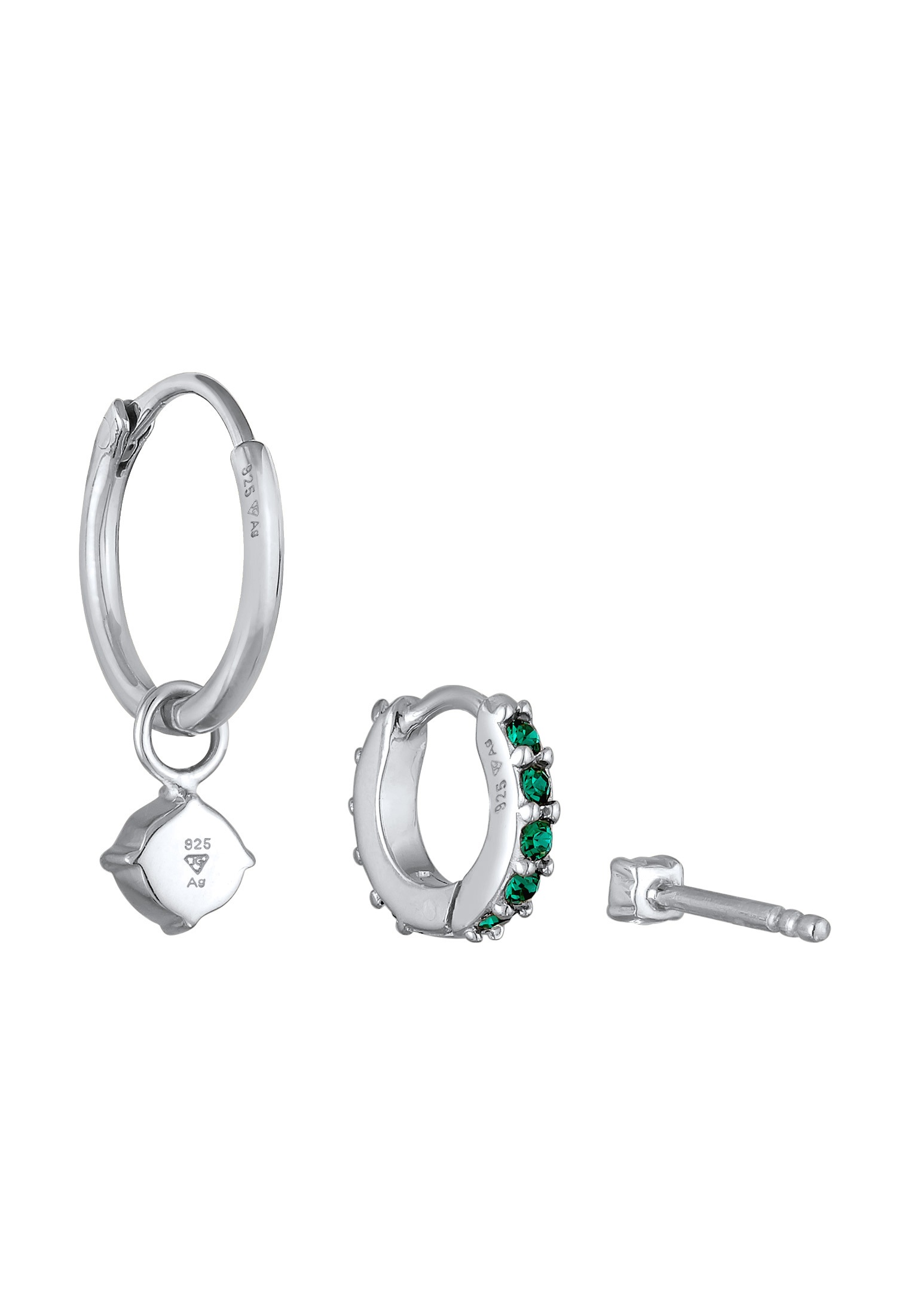 Elli Ohrstecker-Set »Ohrringe Kristall Stecker Creole Set 925 Silber«