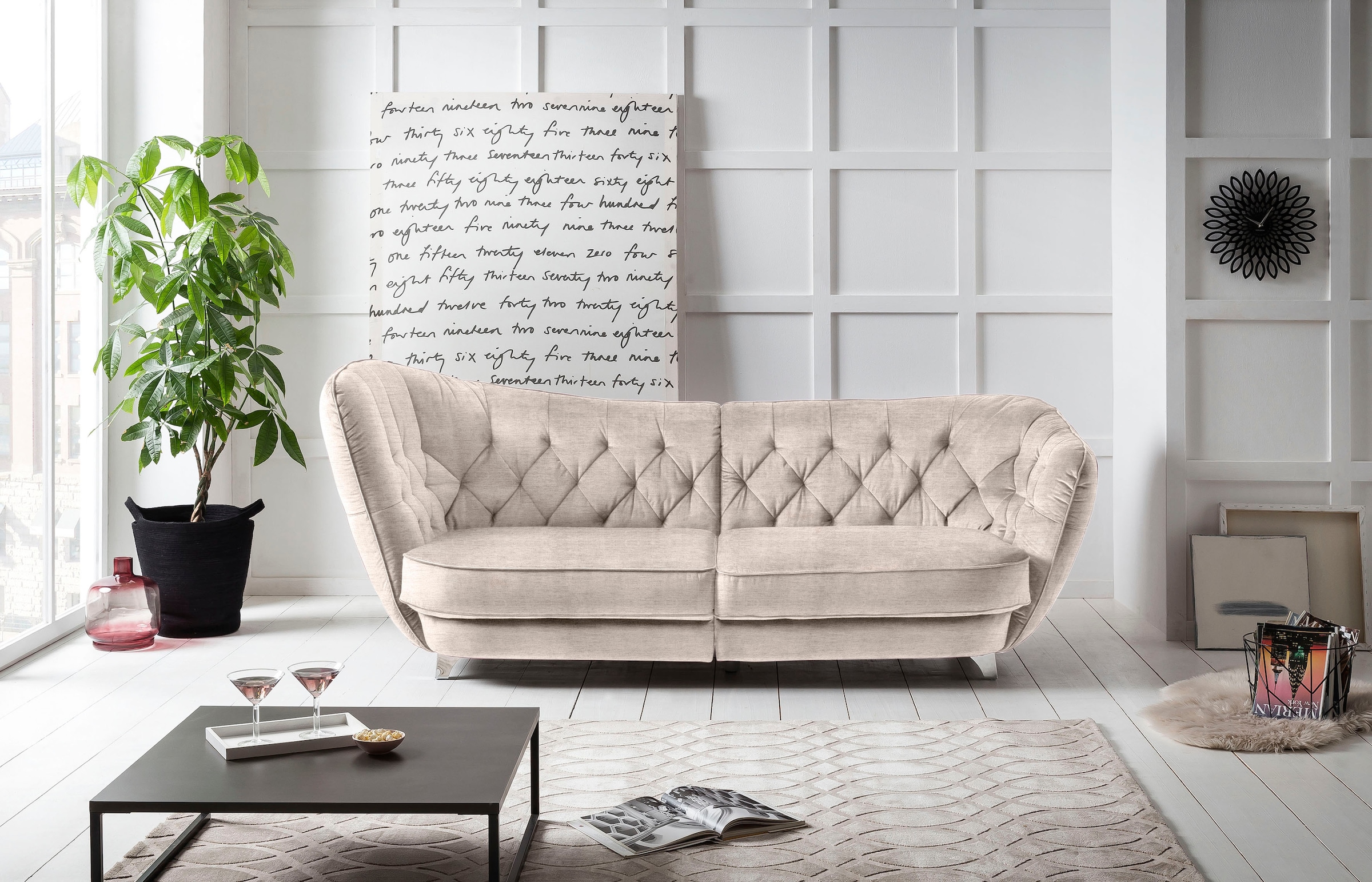 Leonique Big-Sofa »Retro«, stylischer Hochlehner
