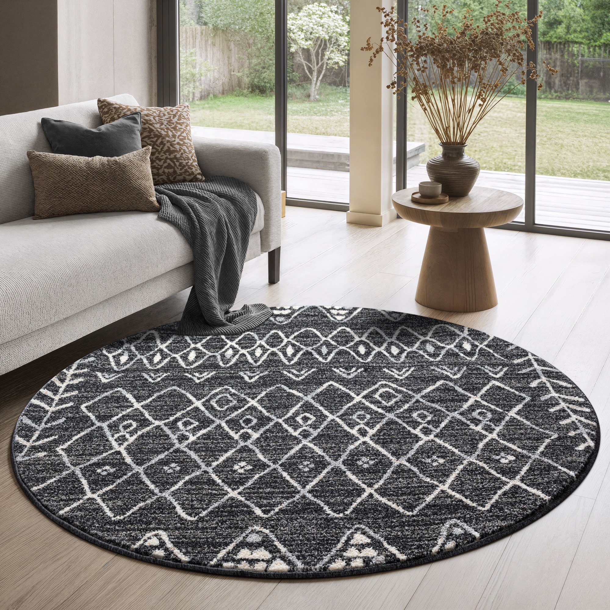 Sanat Teppich »Boho 8200« rund 10 mm Höhe Kurzflor, robust, Boho, Scandic, für Fussbodenheizung geeignet