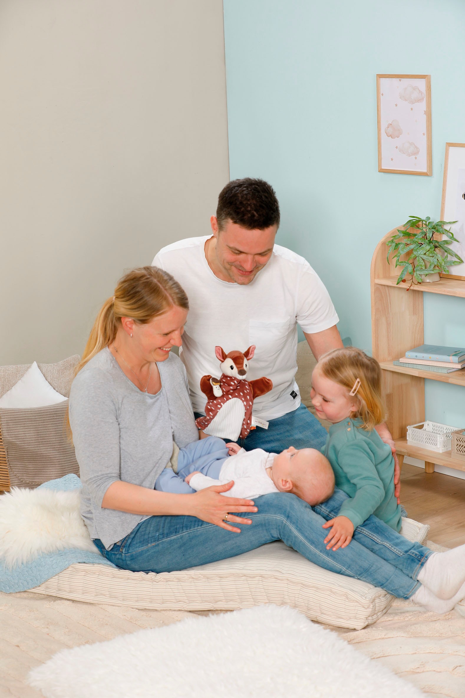 Nici Schmusetuch »My first NICI, Handpuppe Rehkitz 2in1 26x25 cm«, sanfte Materialmix aus glattem und geripptem Plüsch