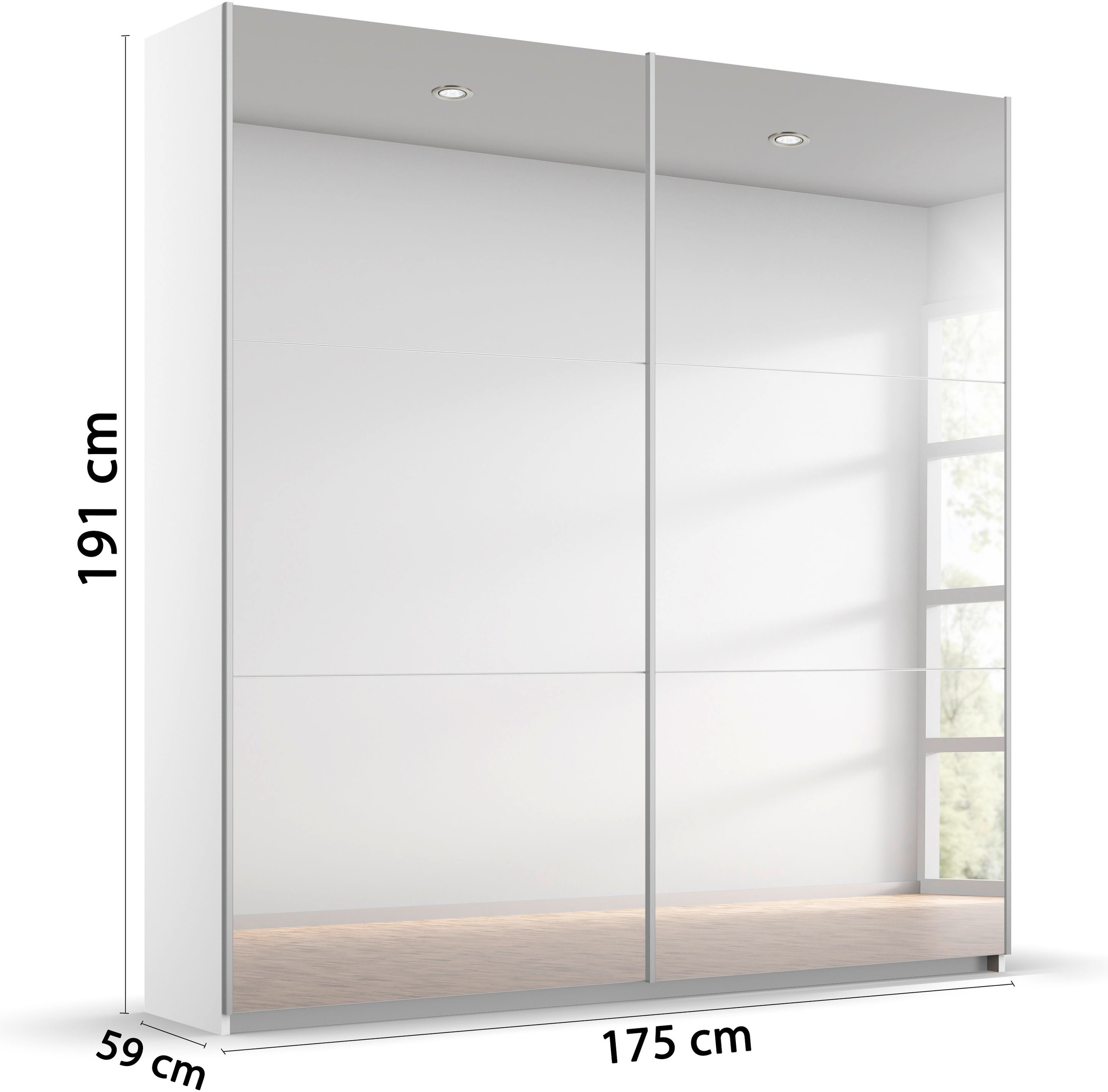 rauch Schwebetürenschrank »Kleiderschrank Schrank Garderobe REFLECT«, inkl. praktischer Innenausstattung mit 2 Stoffboxen MADE IN GERMANY