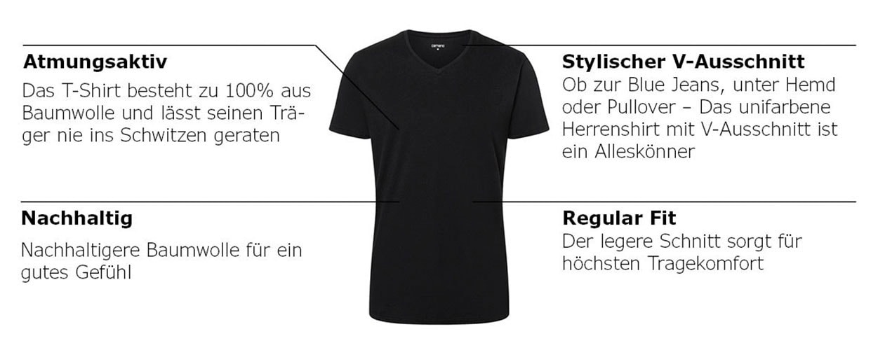 Camano T-Shirt »comfort« 2er Pack,  mit V-Ausschnitt