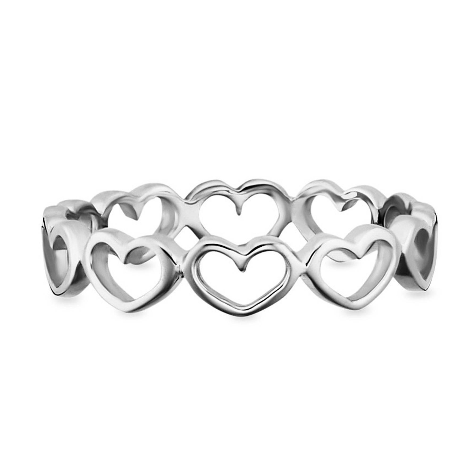 CAÏ Fingerring »925/- Sterling Silber rhodiniert Herzen«, Ring