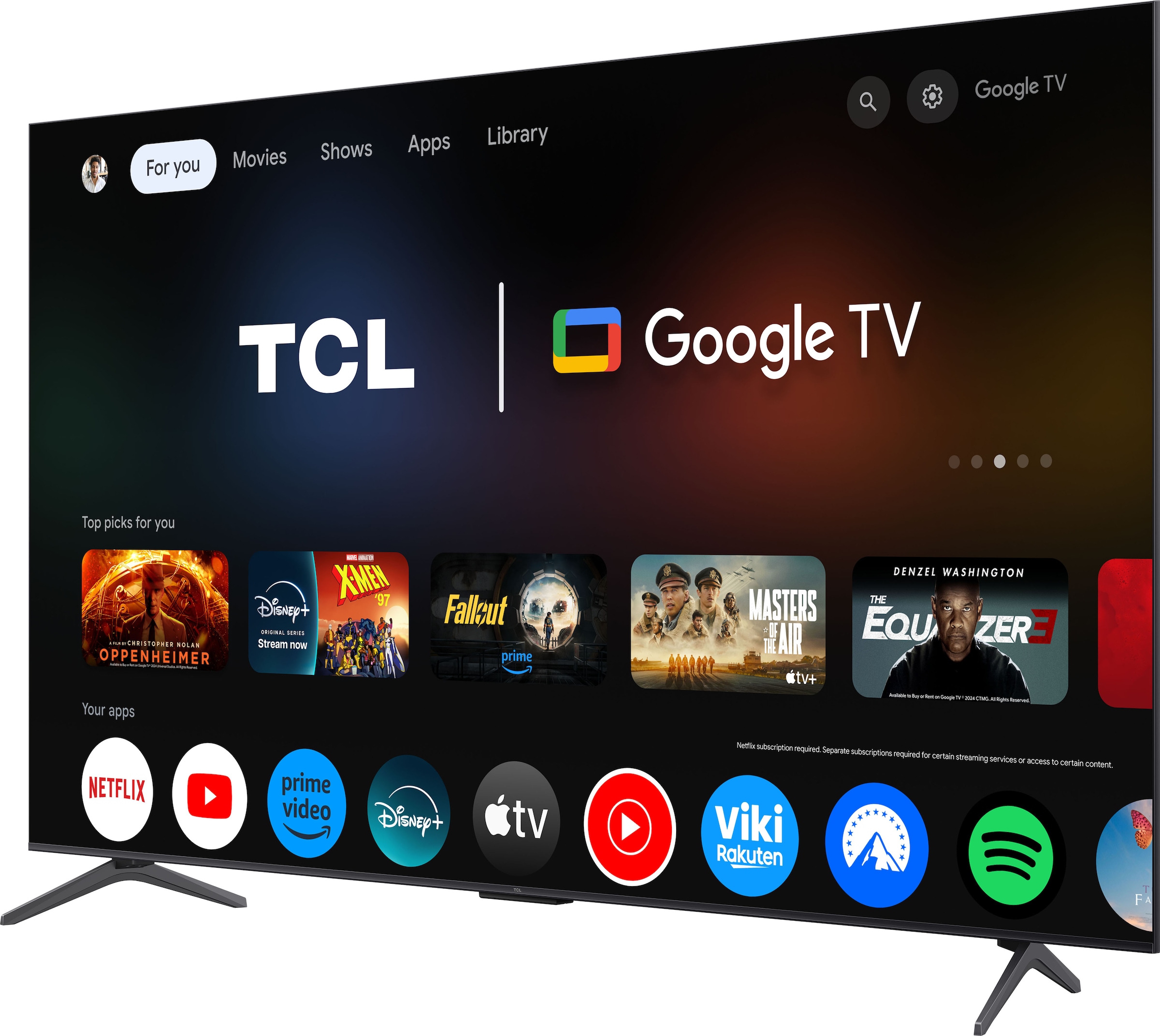 TCL QLED Mini LED-Fernseher »65C61KSX2«, 4K Ultra HD, Google TV-Smart-TV, 4K HDR, AiPQ, Game Master, Smart TV, Apple TV, Multi-HDR, Dolby Vision
