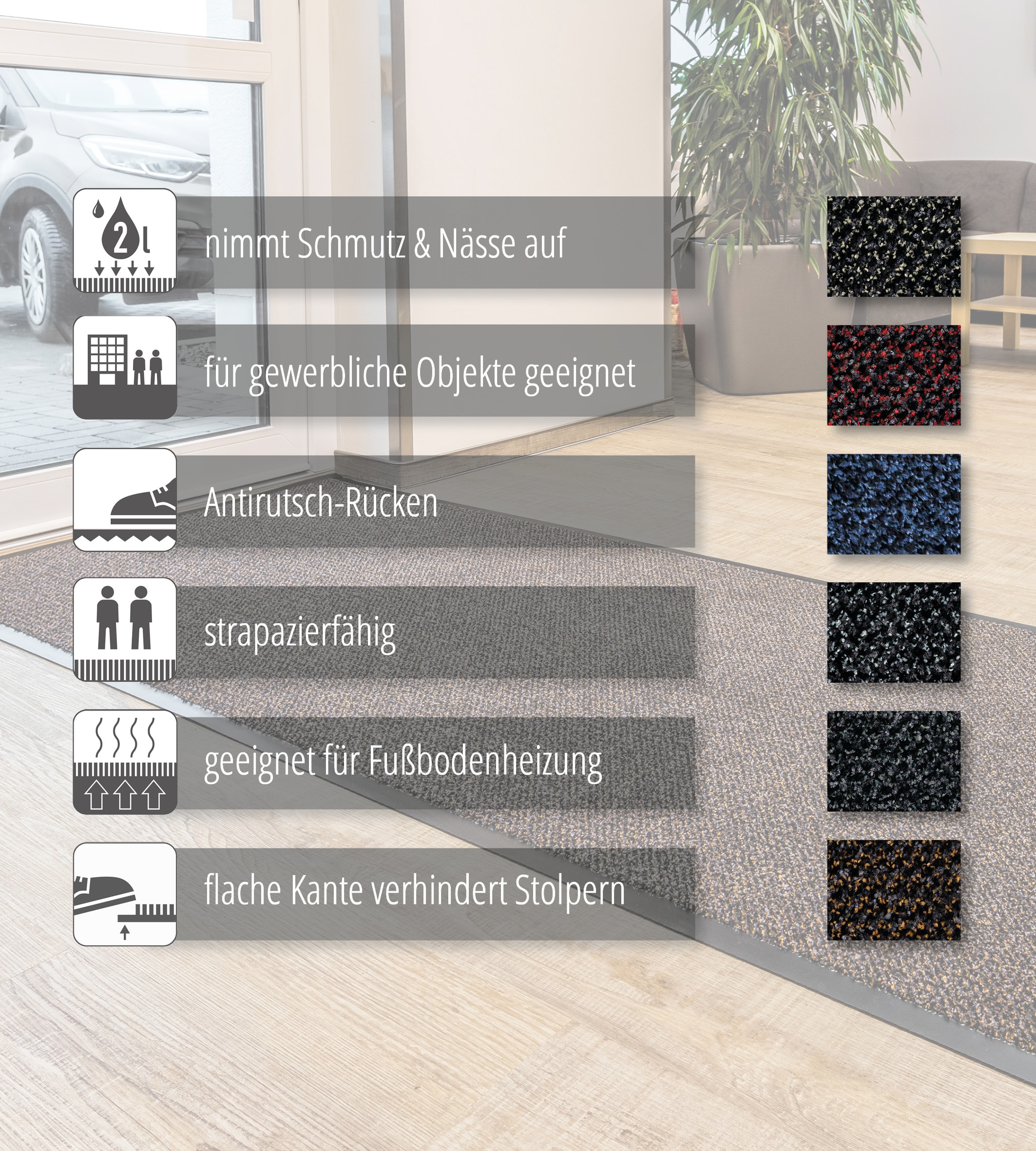 ASTRA Fußmatte »Graphit 635« rechteckig 8 mm Höhe Schmutzfangmatte, In -und Outdoor geeignet