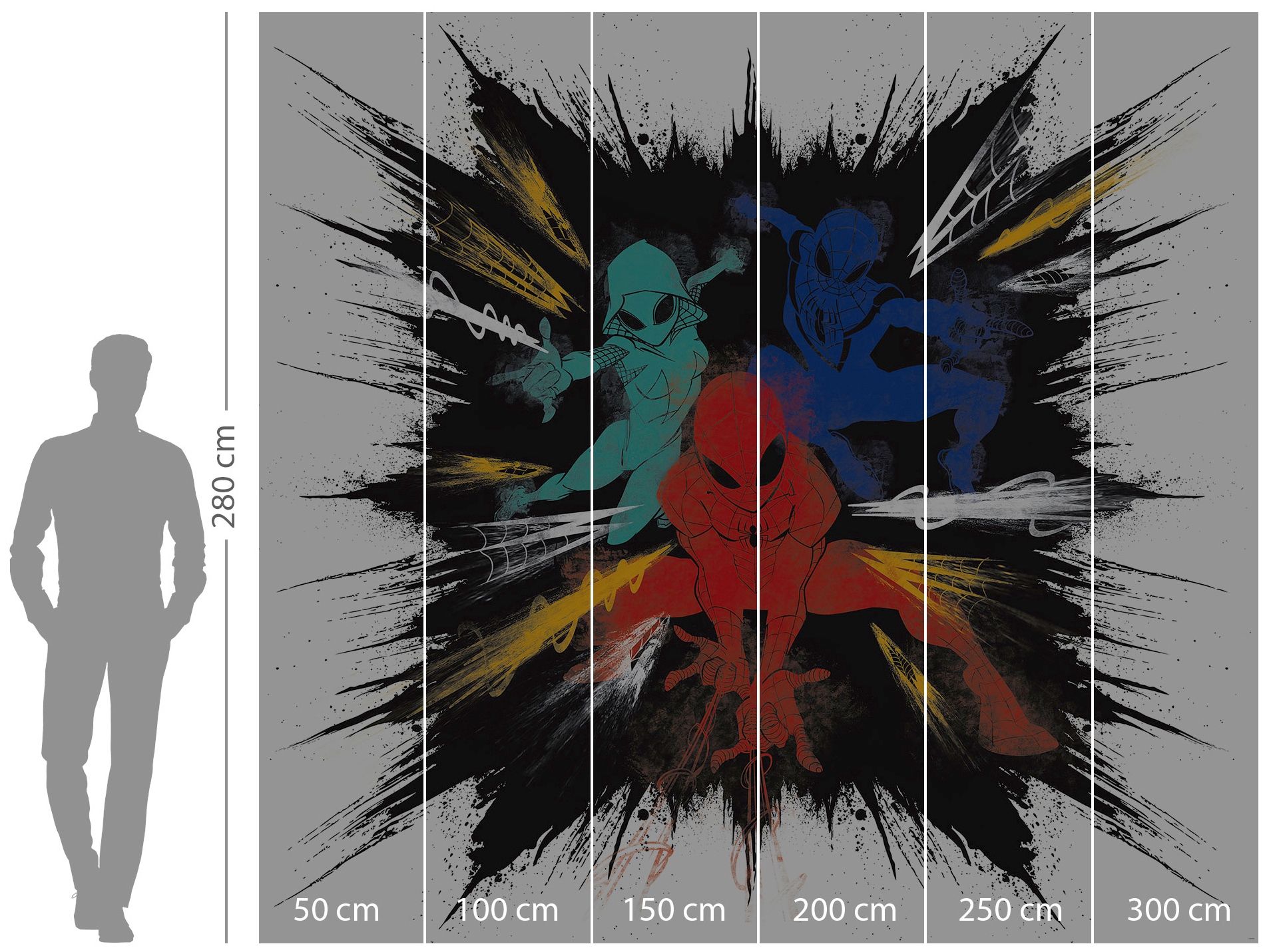 Komar Vliestapete »Digitaldruck Vlies - Spider-Man Color Explosion - Größe 300 x 280 cm«, bedruckt, Kinderzimmer