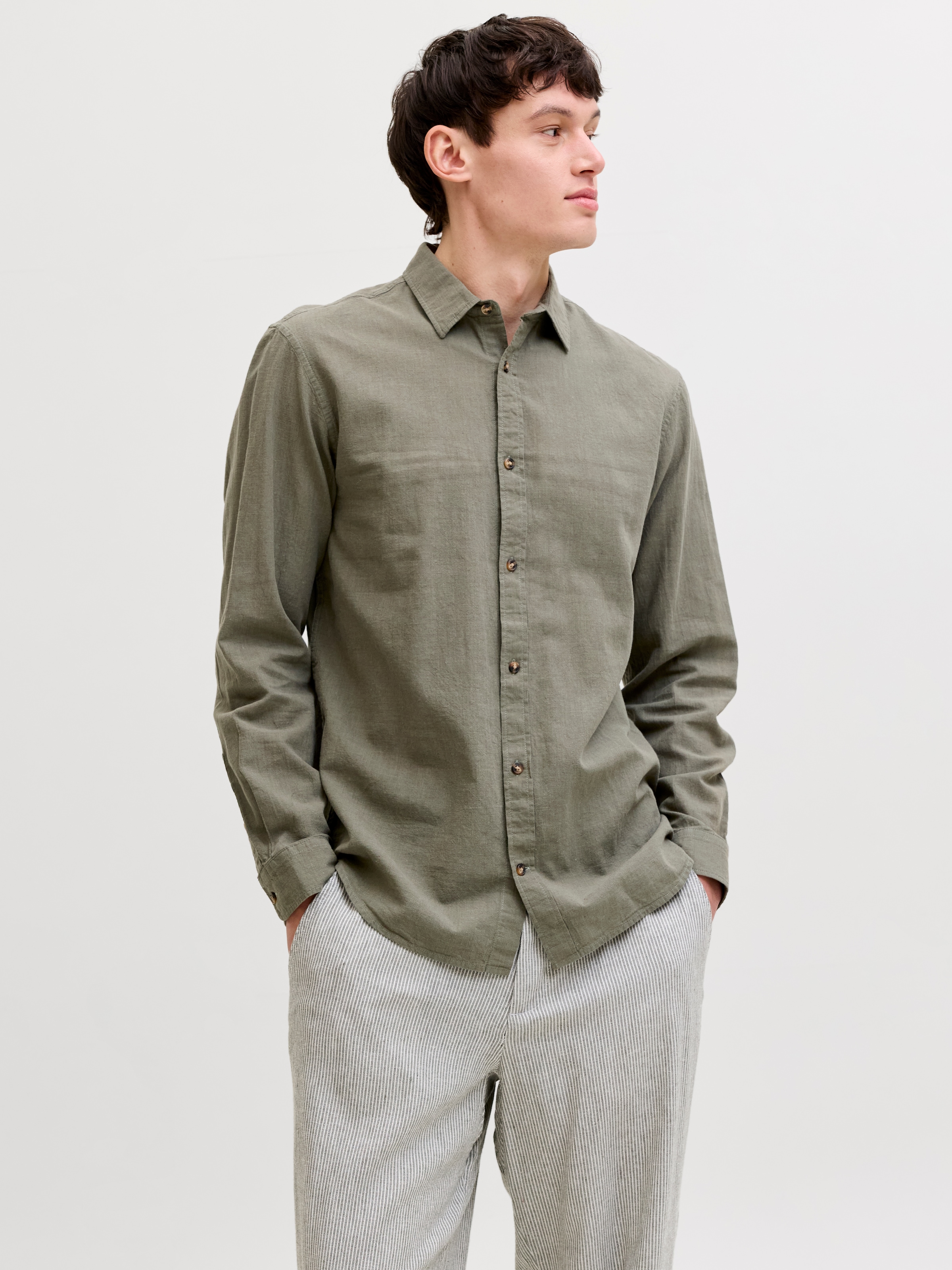 Jack & Jones Langarmhemd »JJESUMMER LINEN BLEND SHIRT L/S SN« Baumwollmischung, regular fit