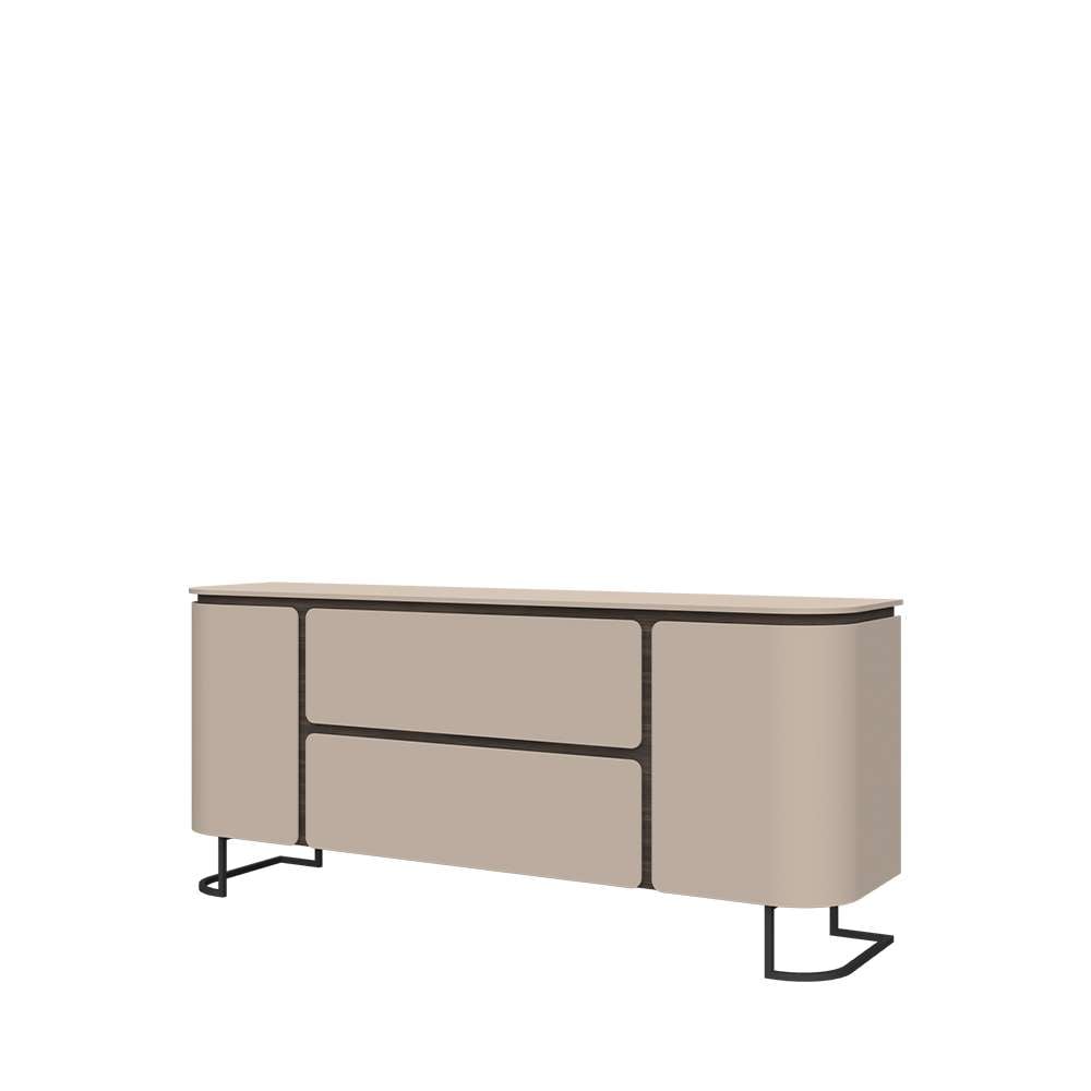 OTTO home Sideboard »AURA , Kommode, Kombikommode, Stauraumschrank, mit LED-Beleuchtung« UV lackiert, Soft Close Funktion, Metallrahmen als Basis des Elements