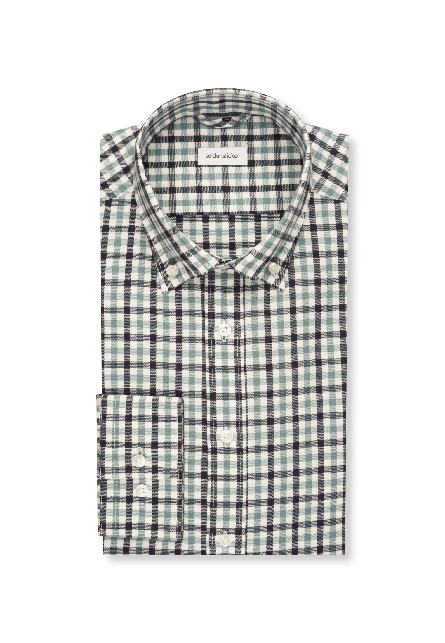seidensticker Flanellhemd »Slim« Slim 1/1 Button-Down-Kragen Karo