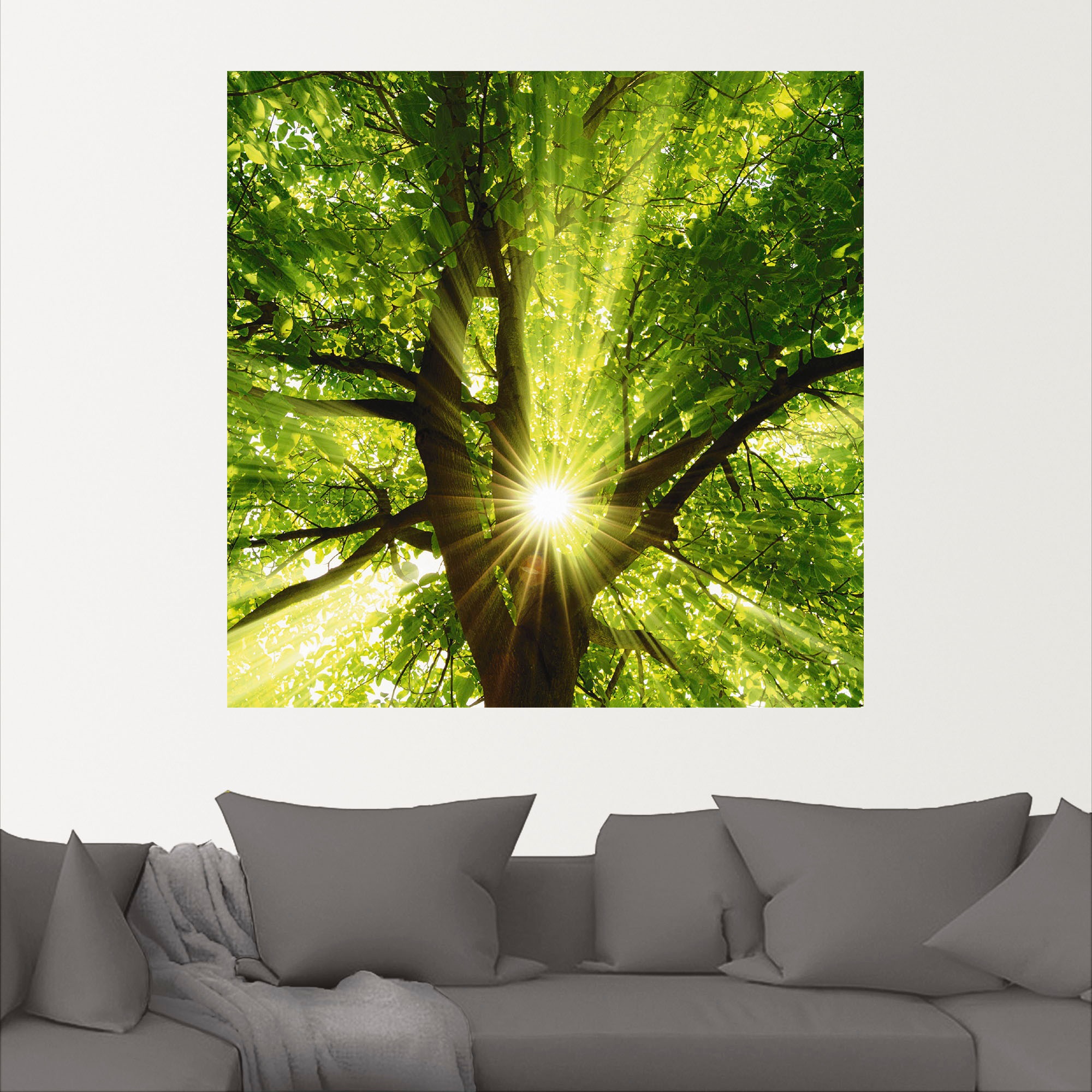 Artland Wandbild »Sonne strahlt explosiv durch den Baum«, Bäume, (1 St.), als Leinwandbild, Poster, Wandaufkleber in verschied. Größen