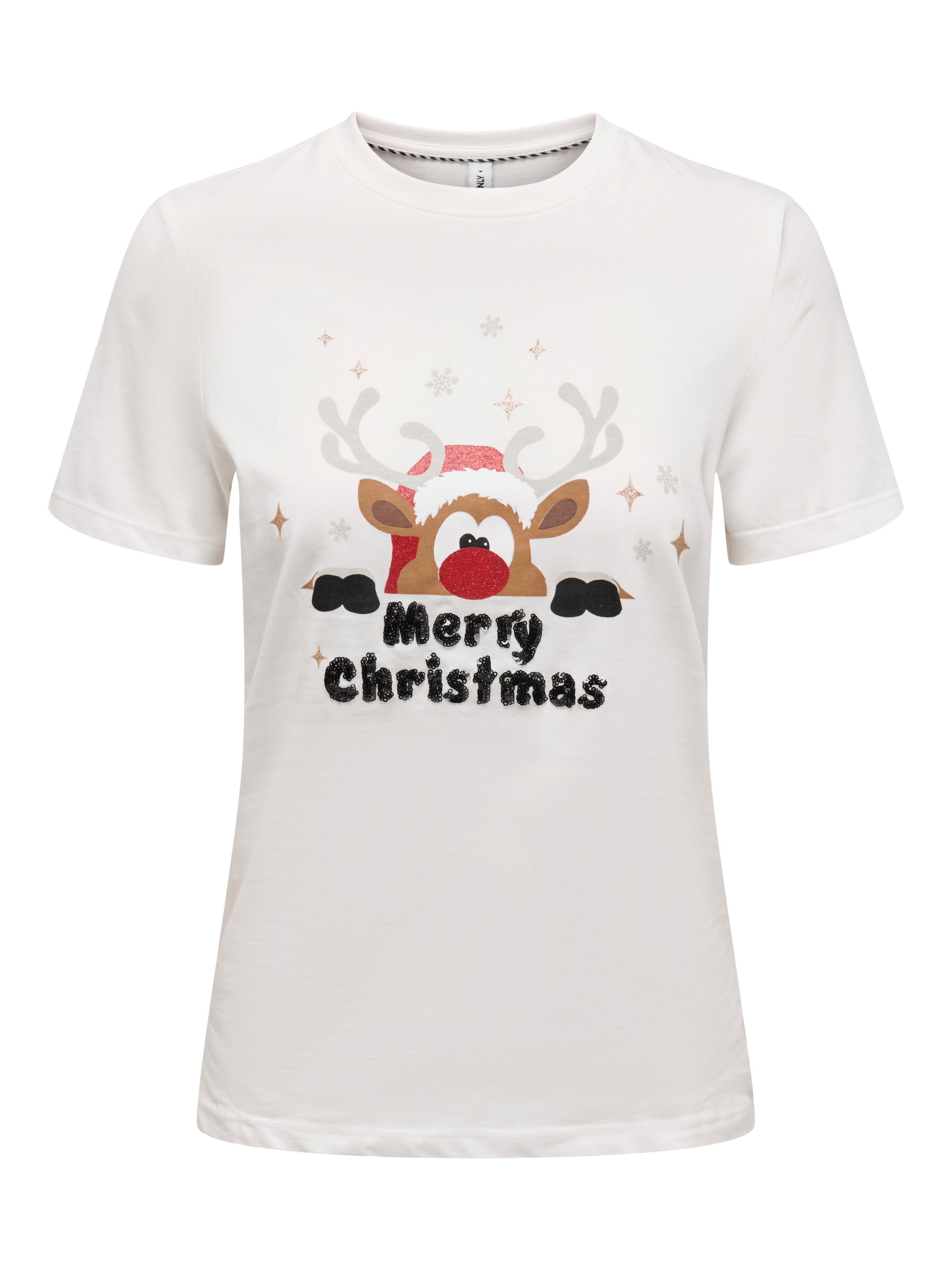 ONLY Rundhalsshirt »ONLXMAS YRSA CHRISTMAS REG S/S TOP JRS« Baumwolle, relaxed fit, Weihnachts-Motiv