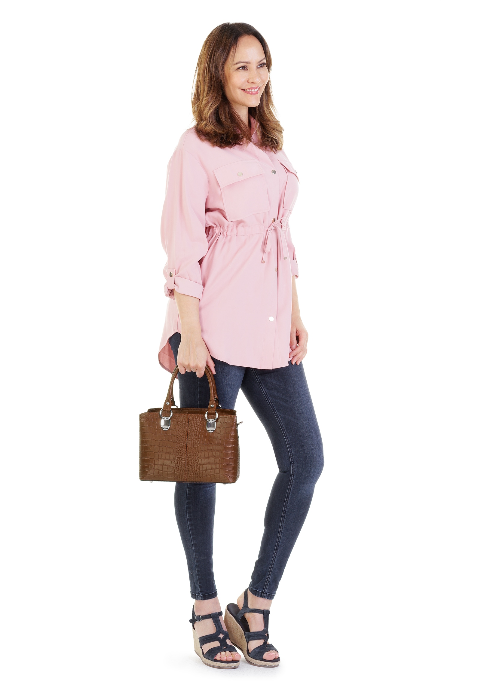Cluty Umhängetasche, echt Leder, Made in Italy