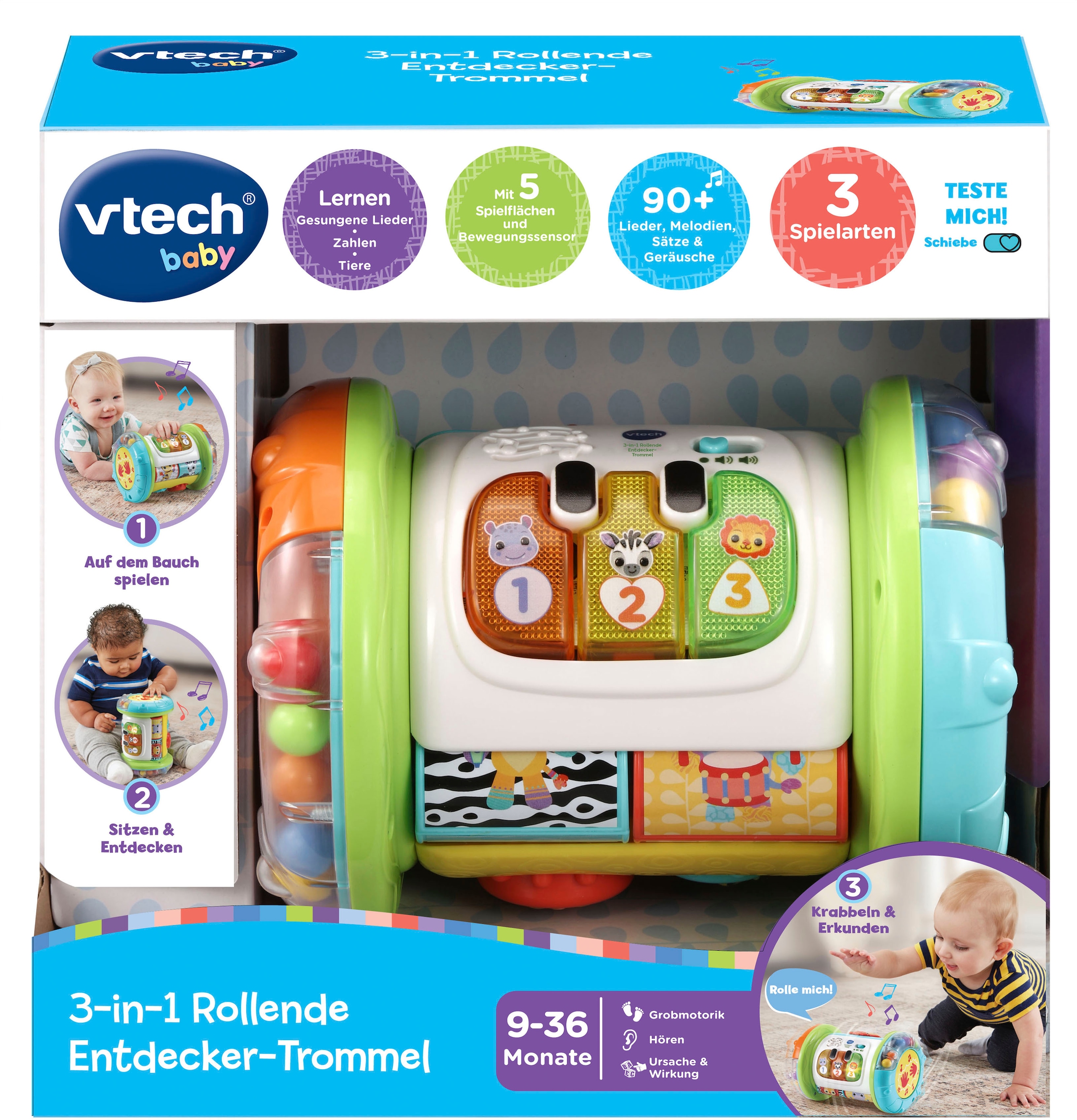 Vtech® Lernspielzeug »Vtech Baby, 3in1 Rollende Entdecker-Trommel«